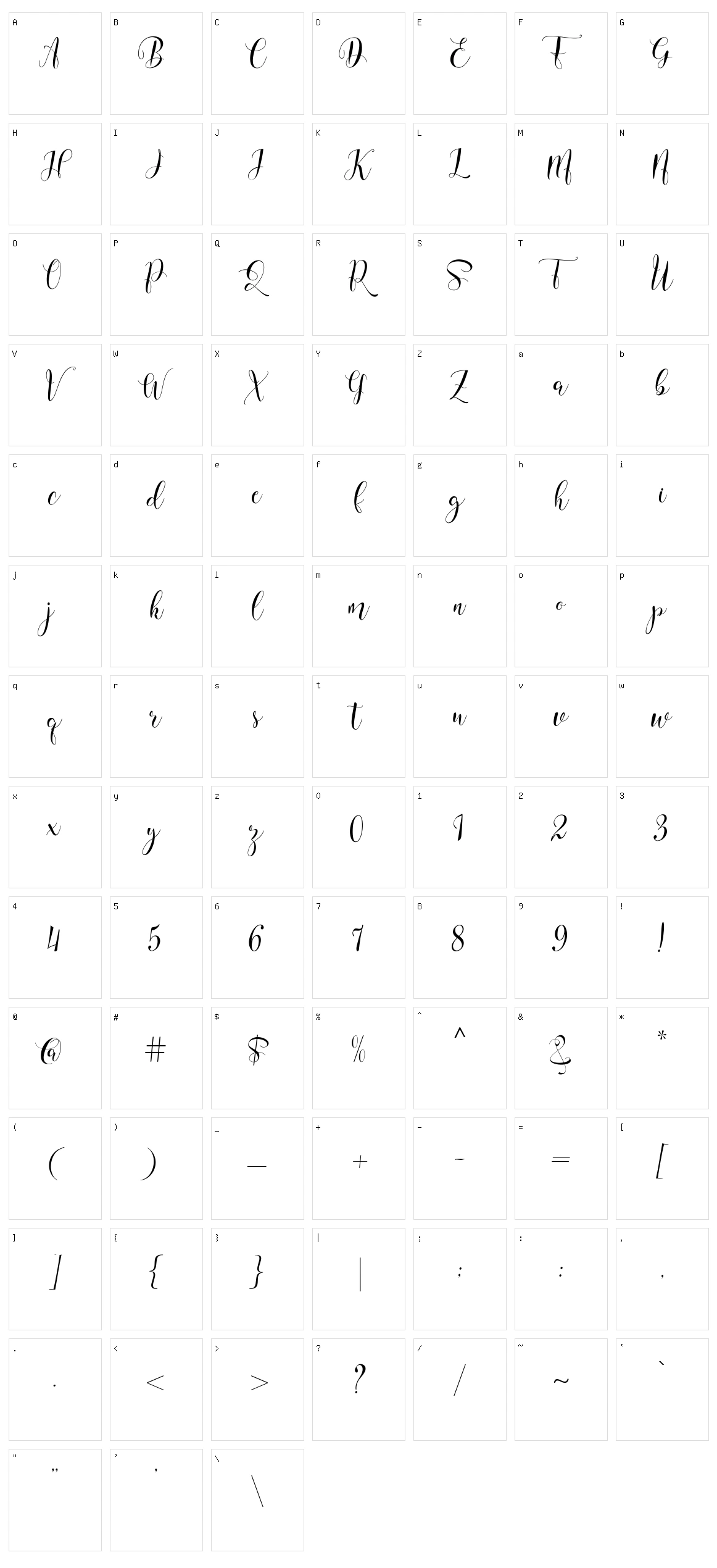 Willshering Character Set