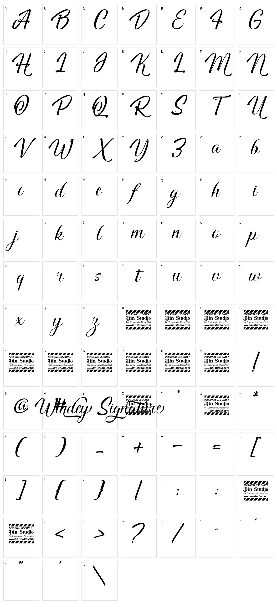 Windey Signature Character Set