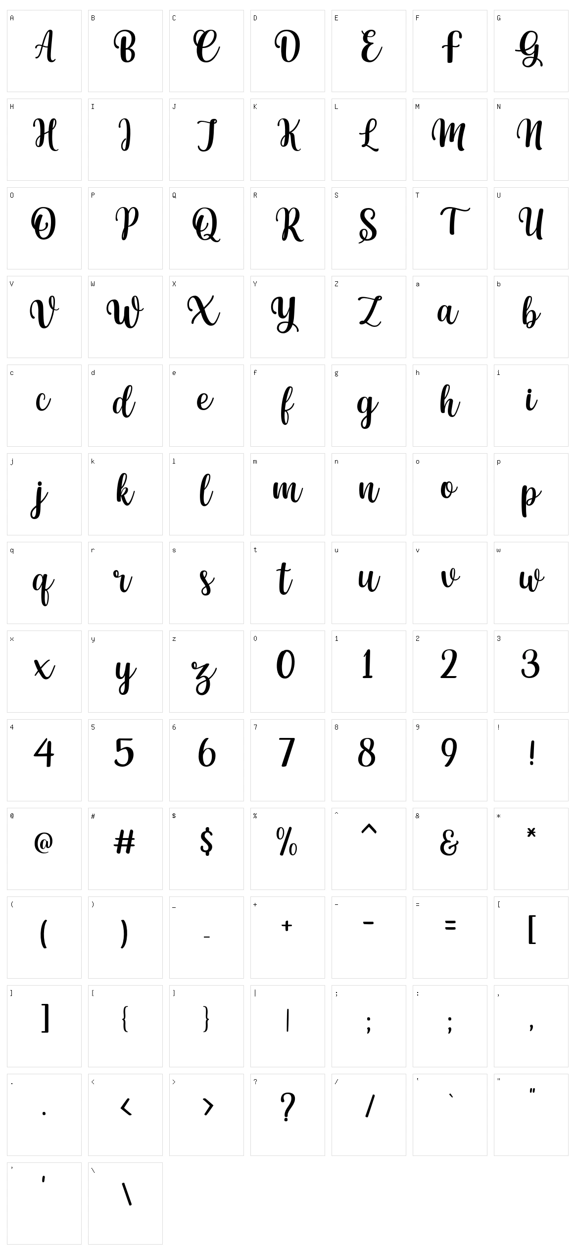 Winter Beauty Script Character Set