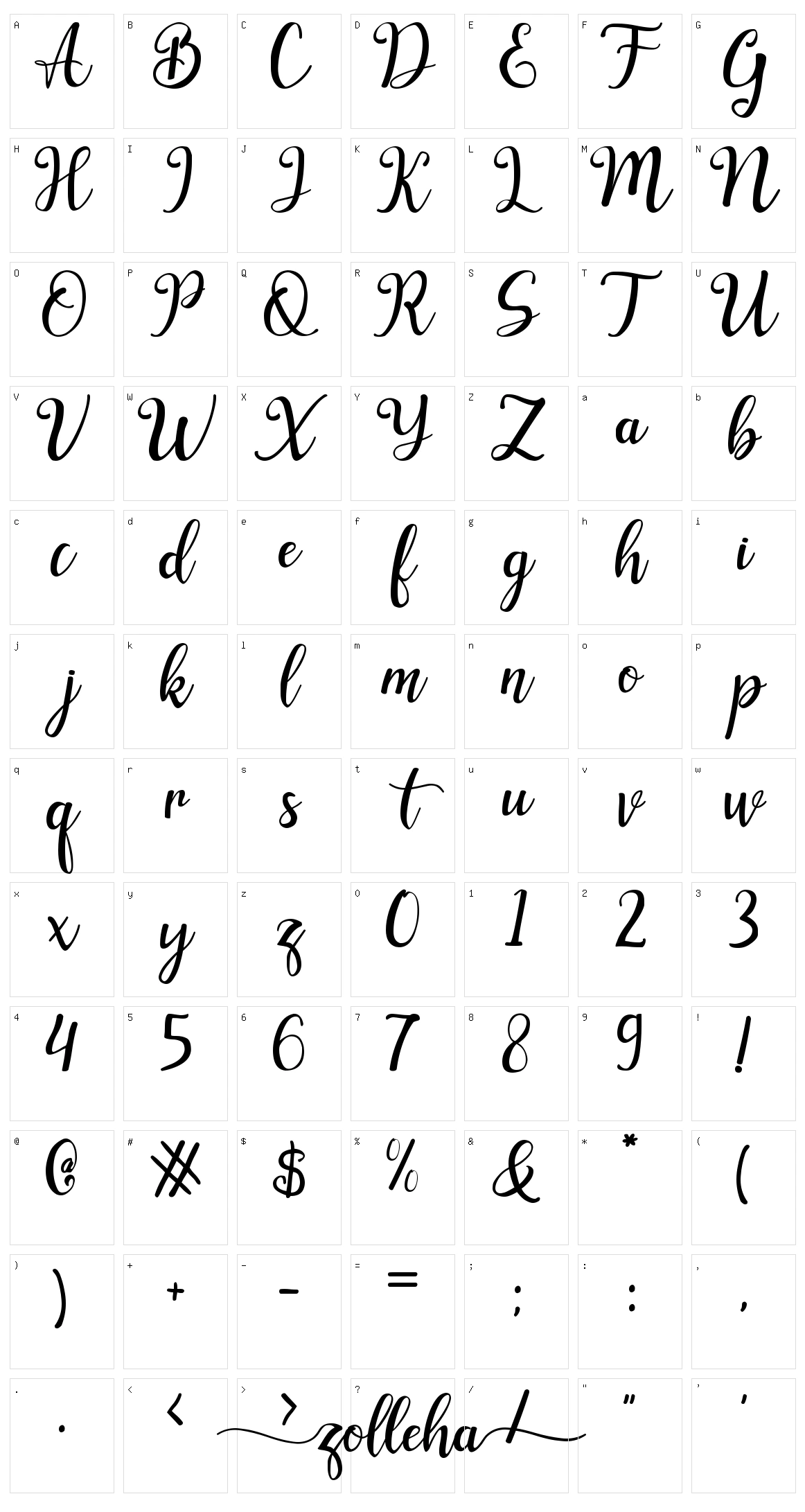 Zolleha Character Set