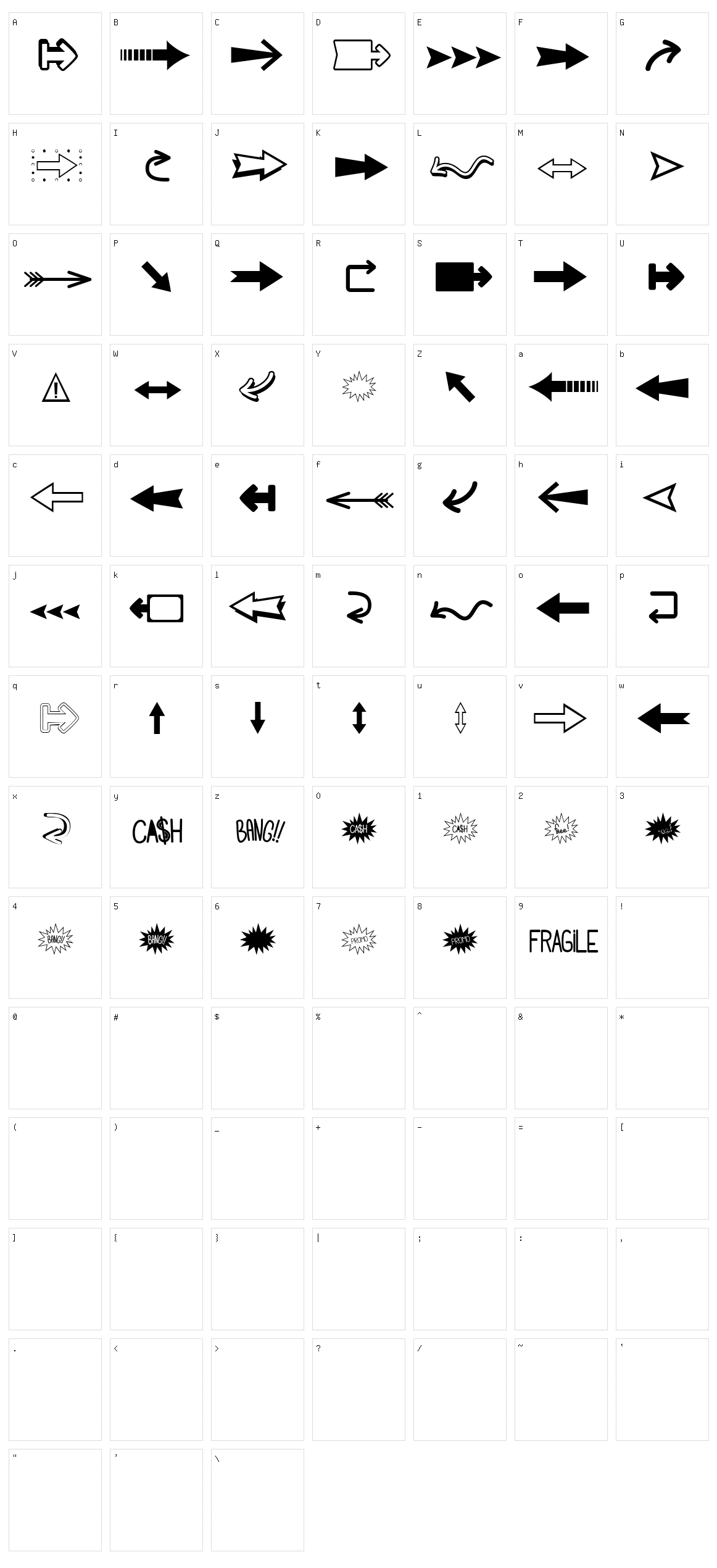 Follow The Arrow Character Set