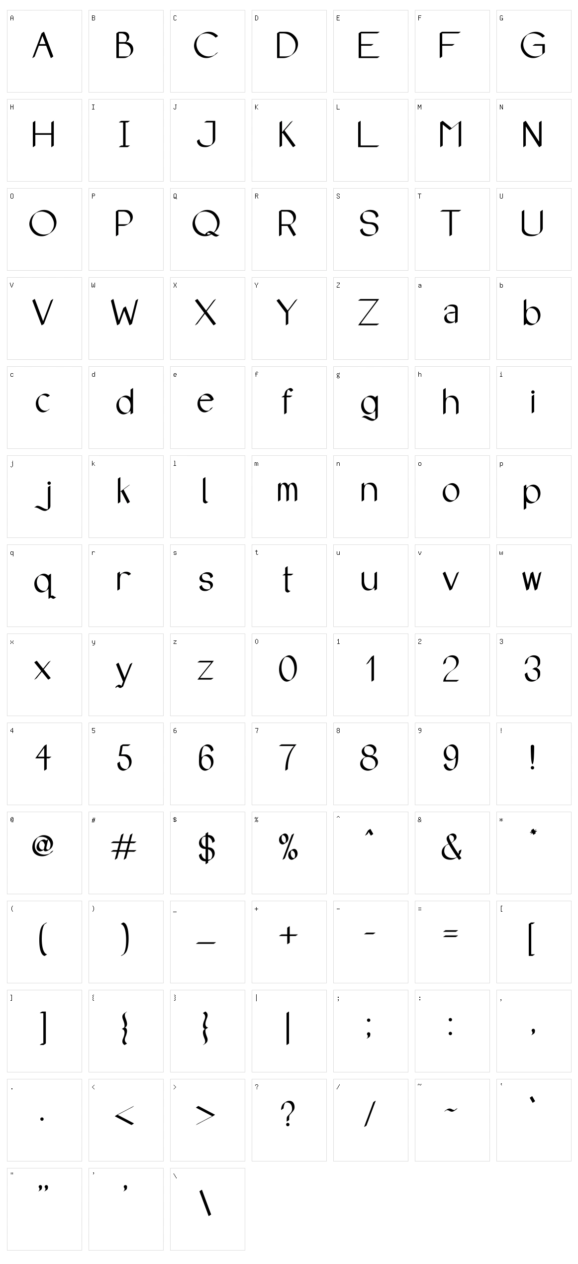 Elster Sans Character Set