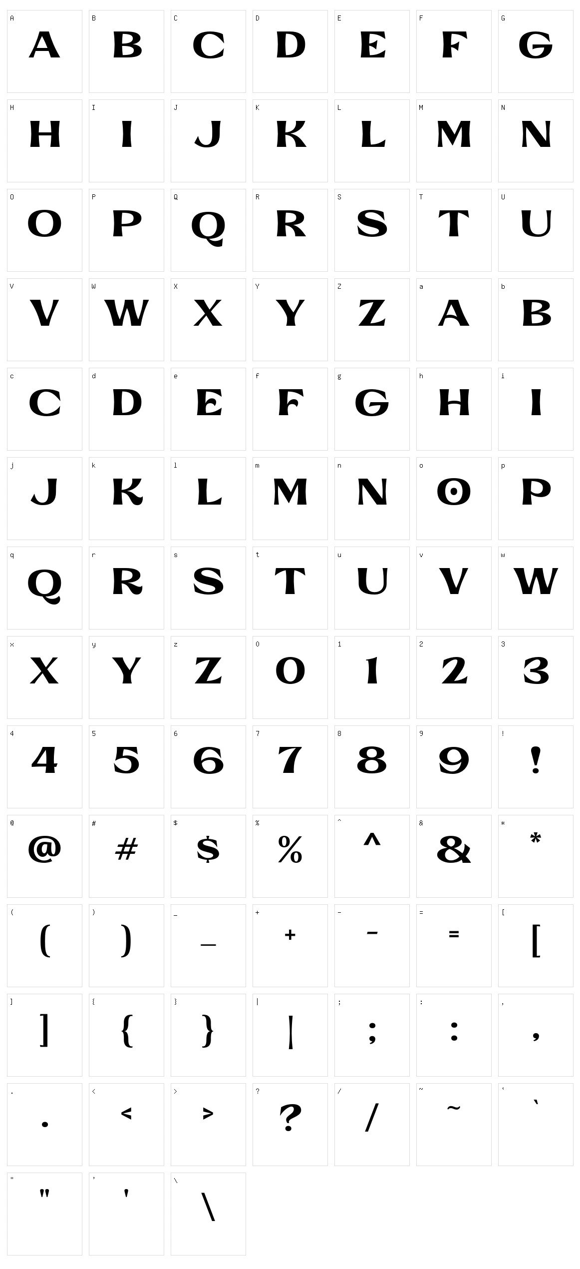 Evidance Character Set