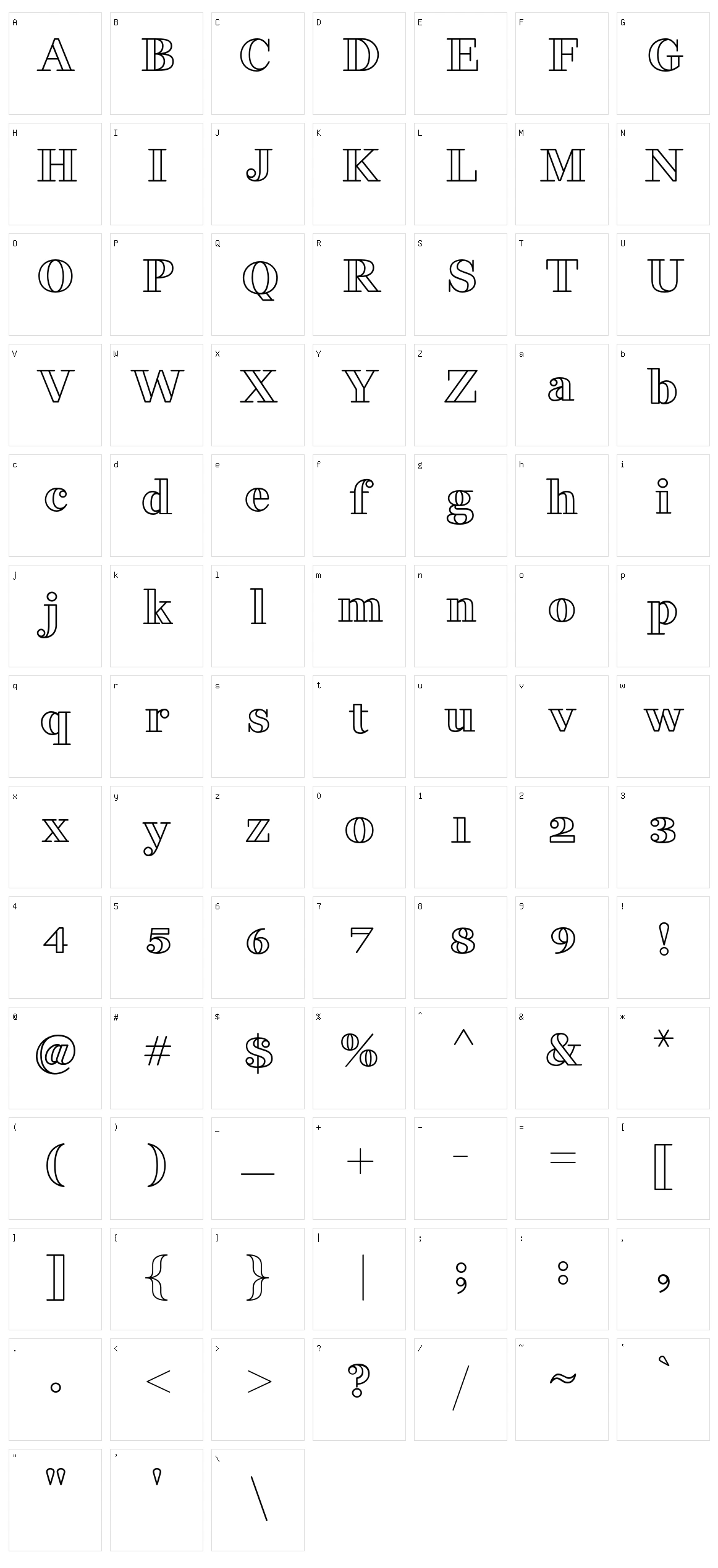 Fakedes Outline Character Set