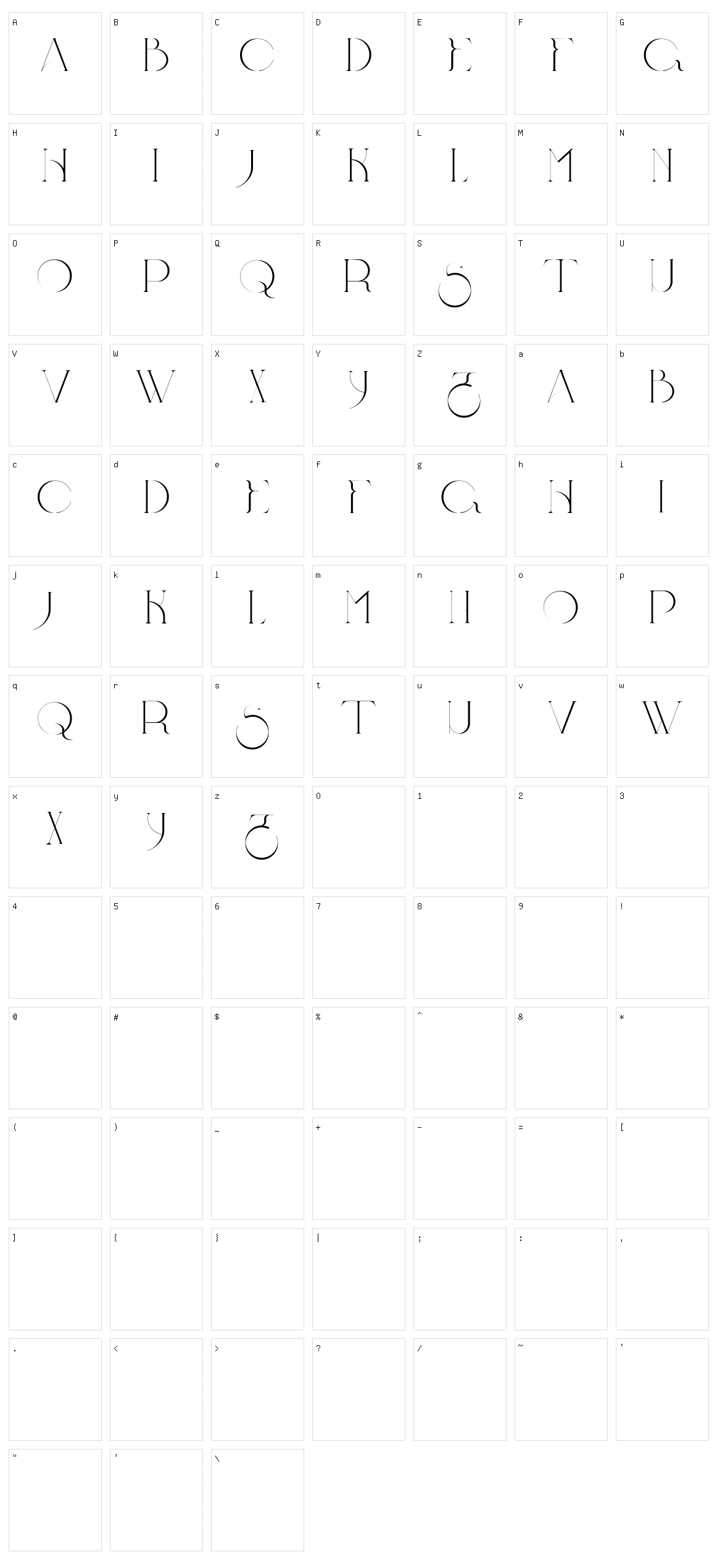 Gloestiva Character Set