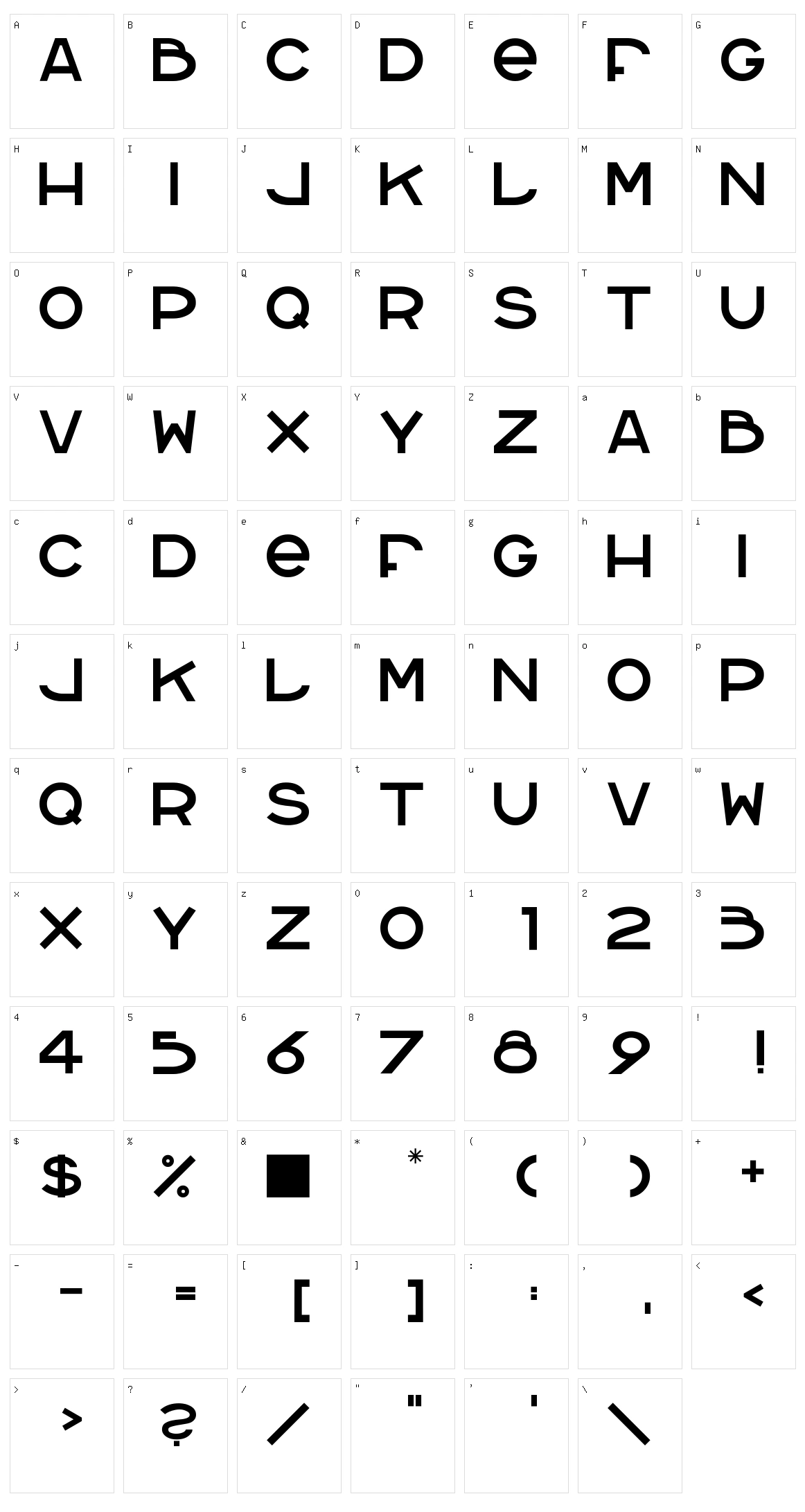 Homeblock Character Set