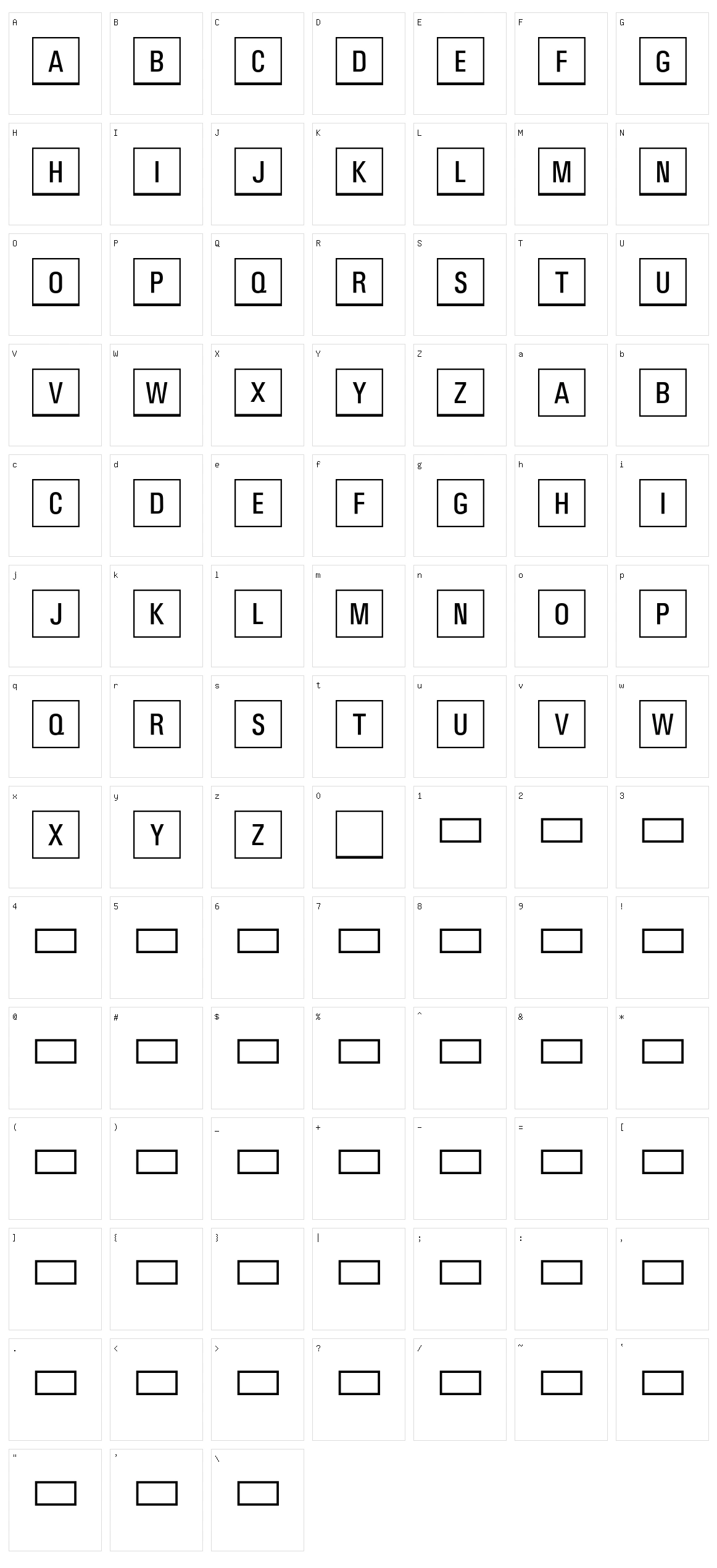 Jeux Cache Character Set