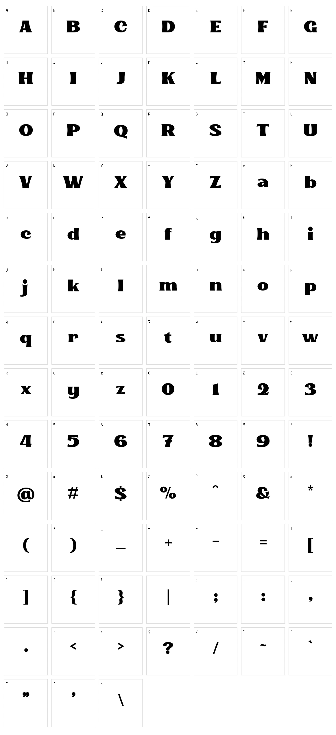 Kinsale Display Character Set