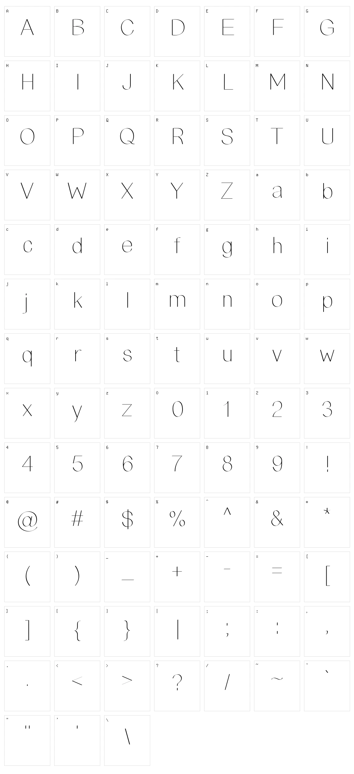 Matchout Character Set