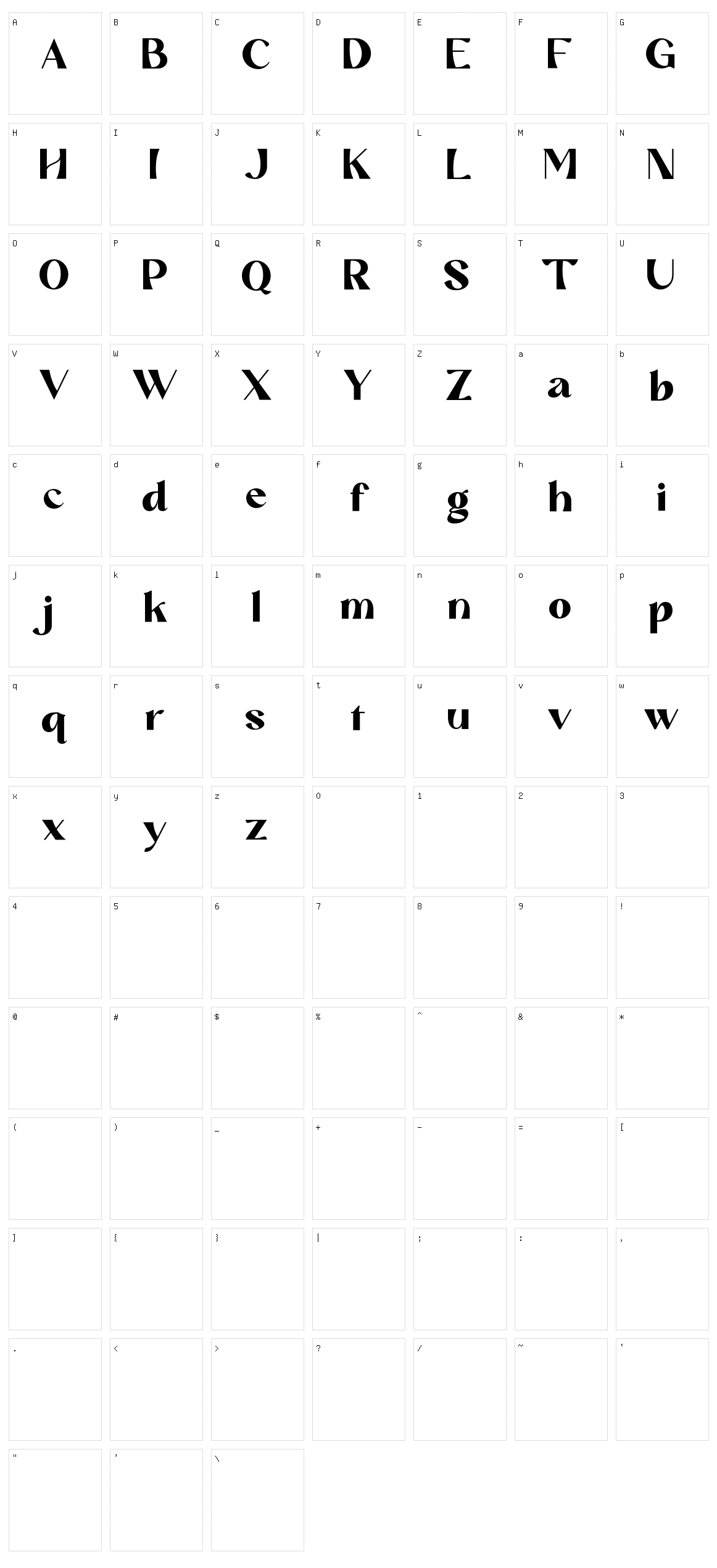 Mattire Character Set