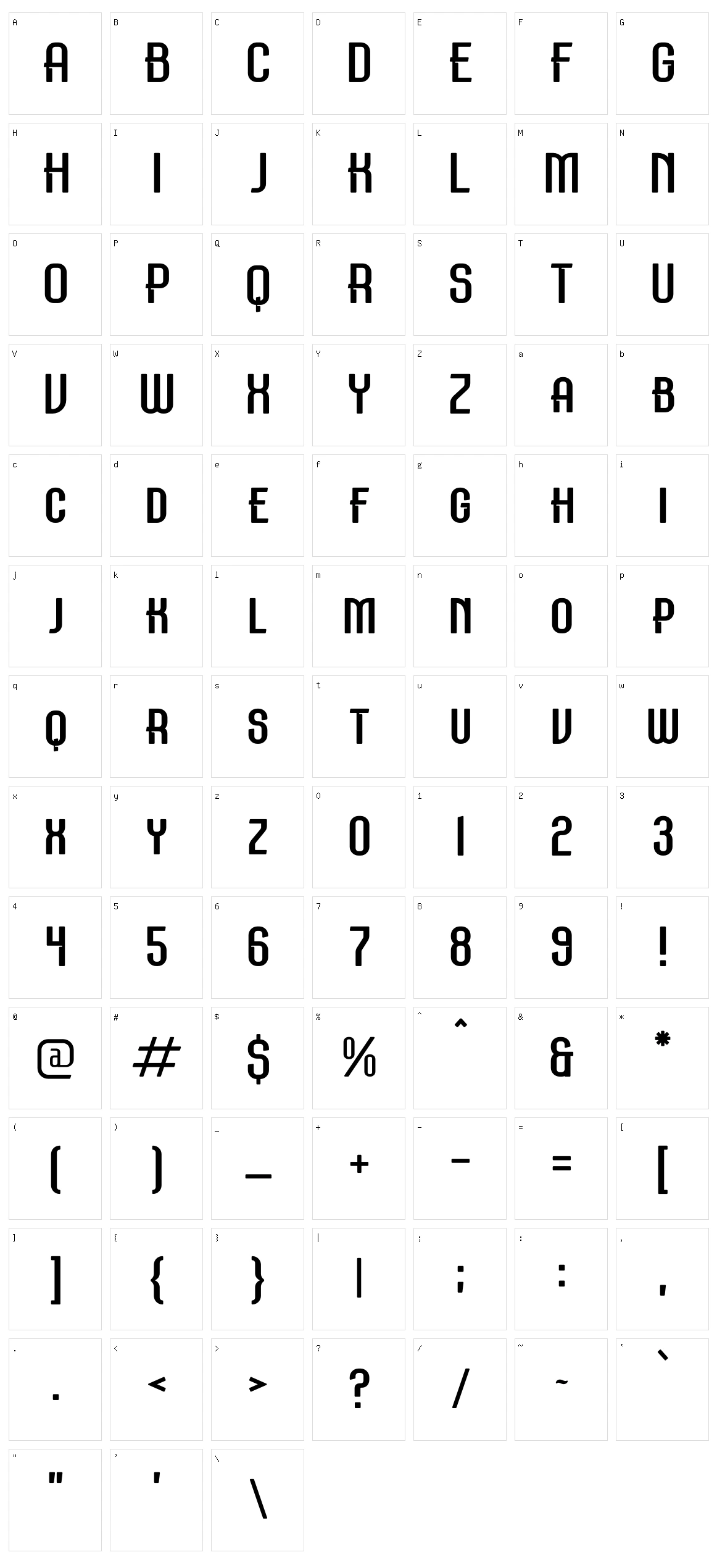 Meholrax Character Set