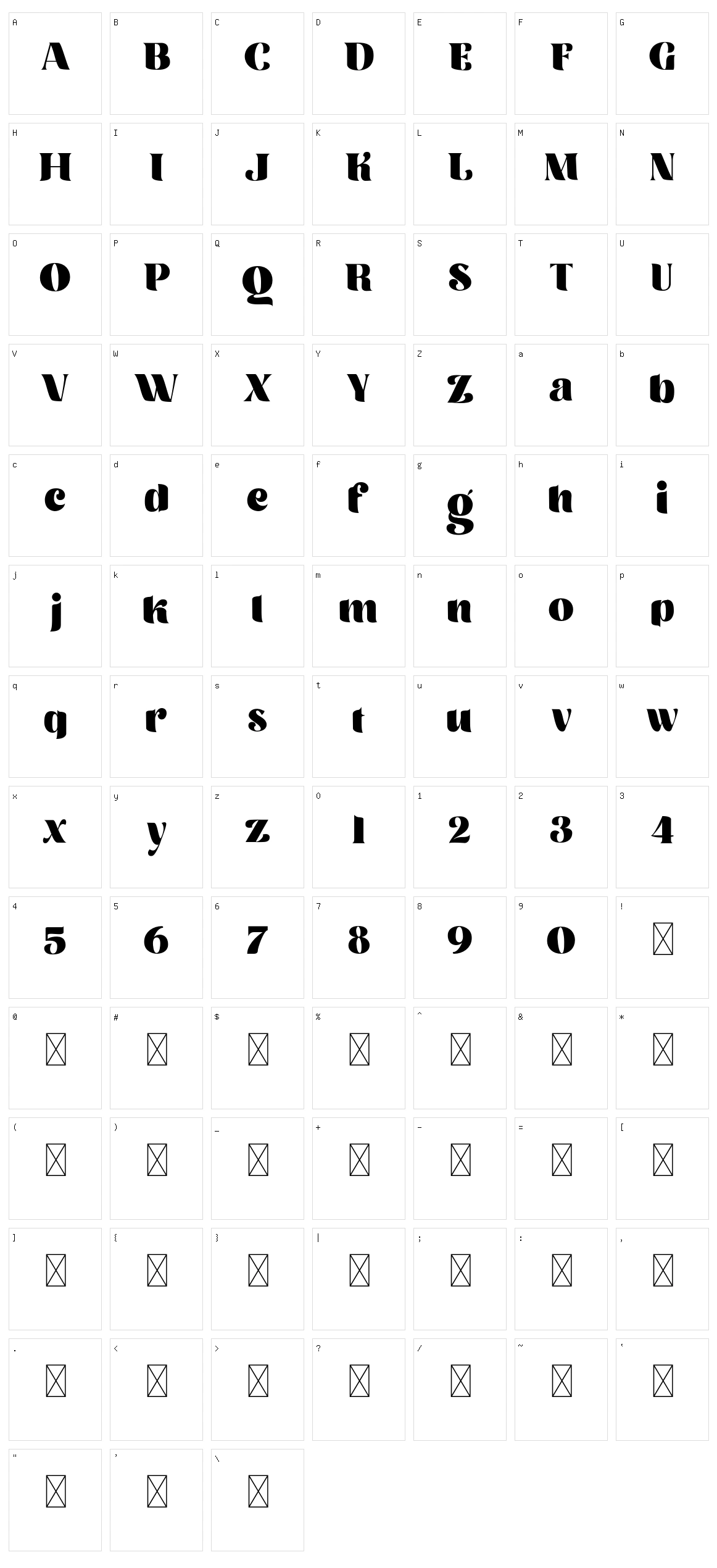 Moringa Serif Character Set