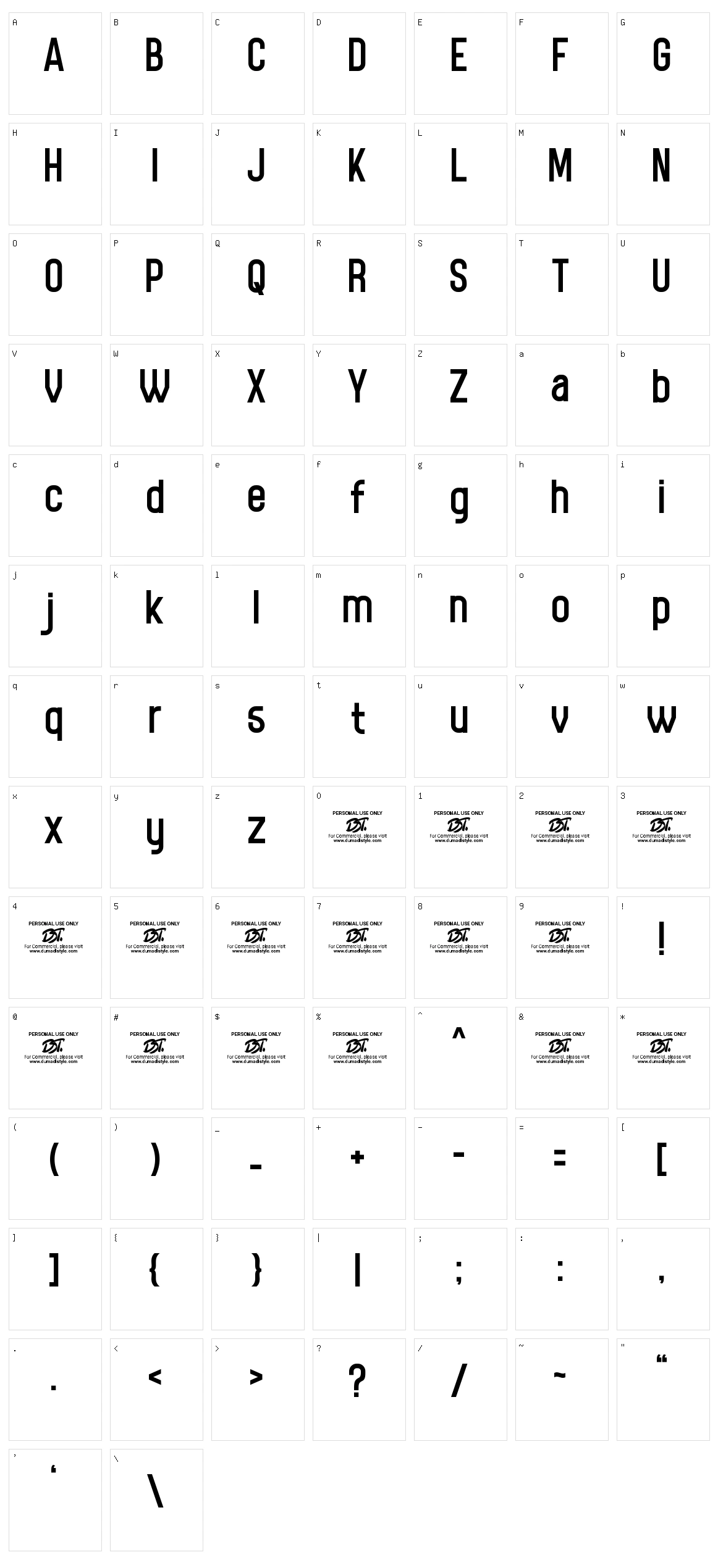Pastilaris Character Set