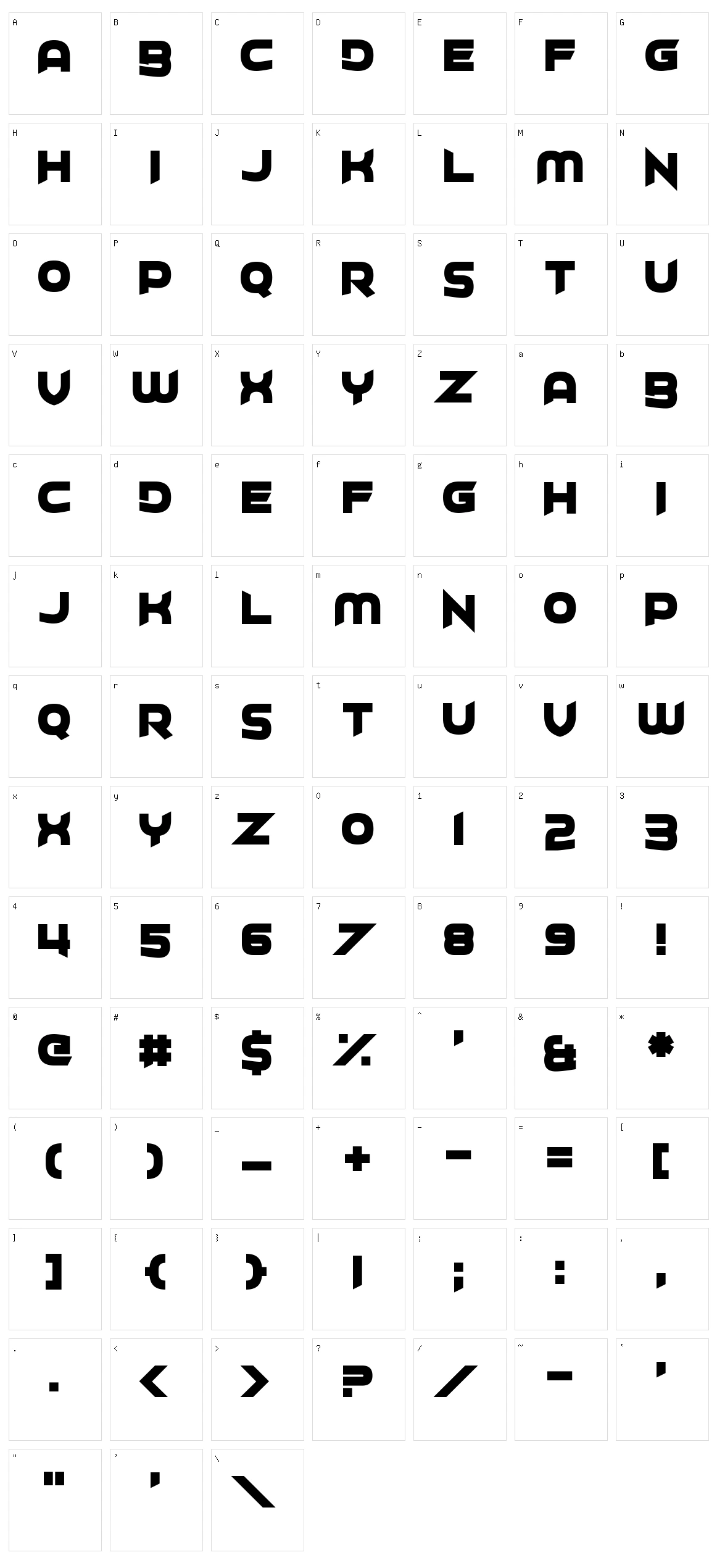 Project H Character Set