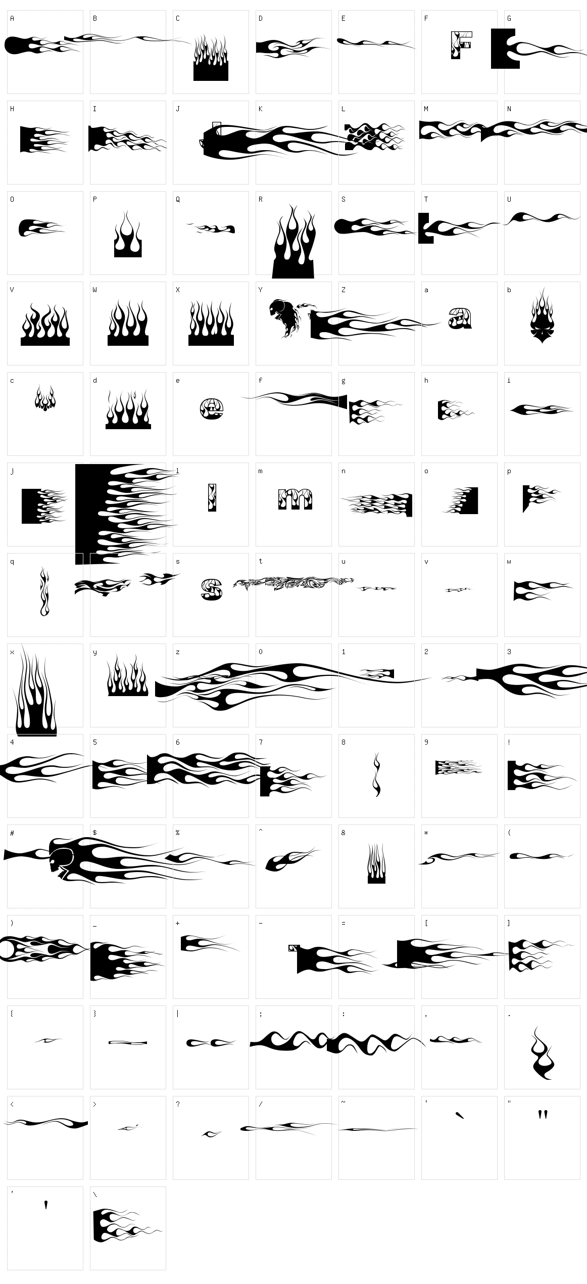 J-Flames Character Set