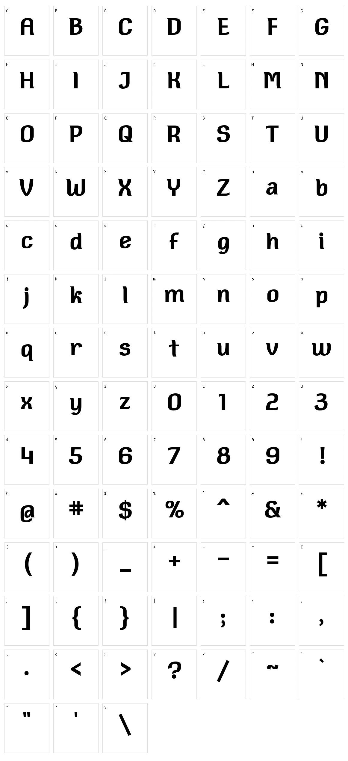 Square Antiqua Character Set