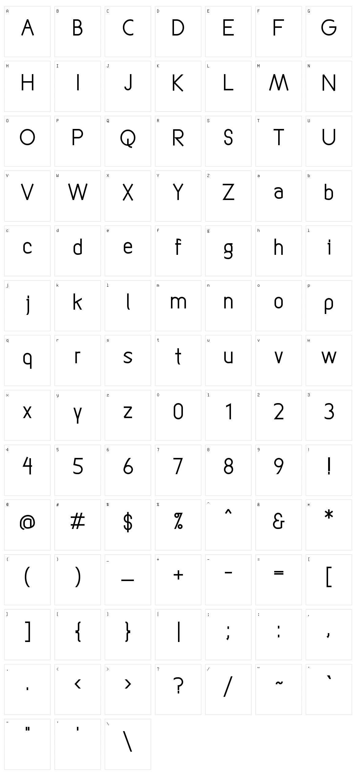 Straightforward Character Set