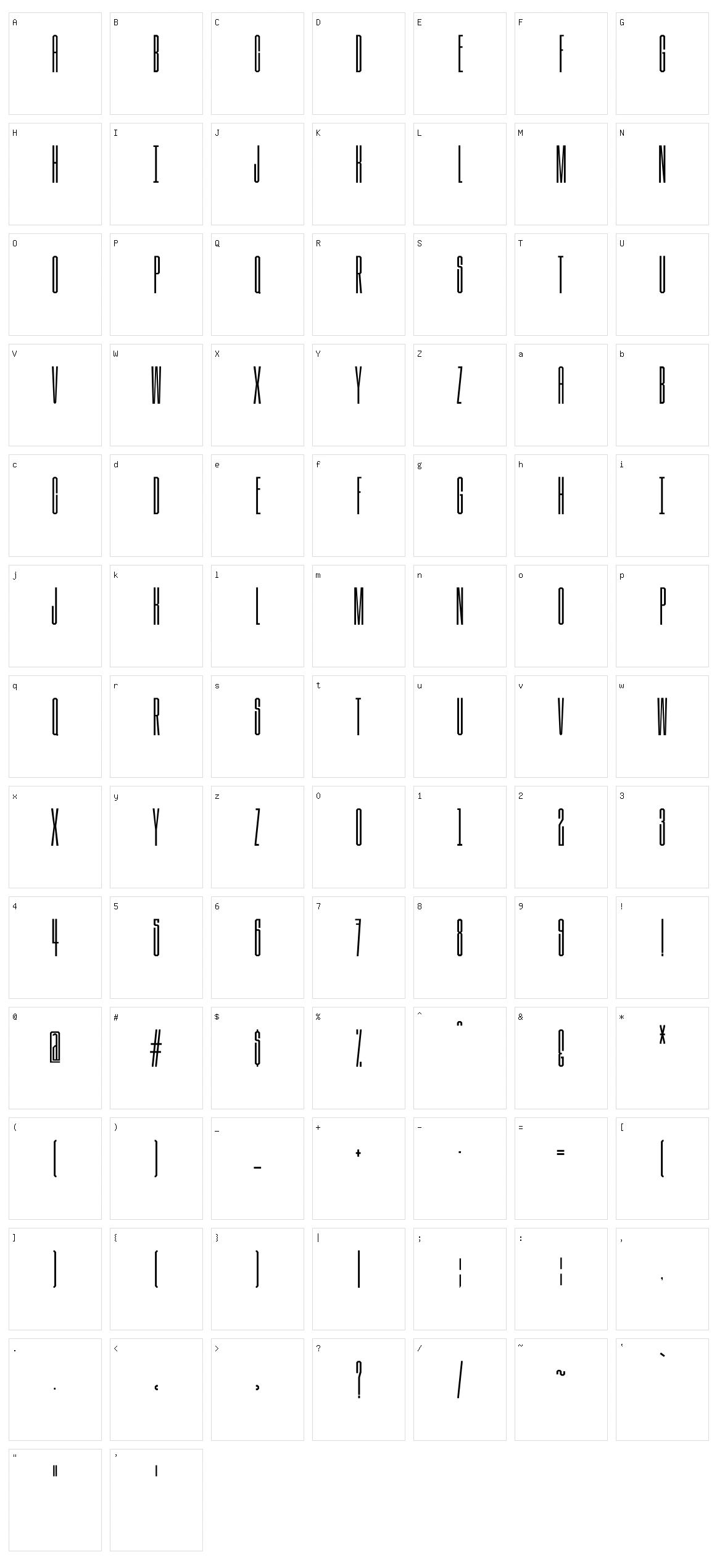 Tallboy Character Set