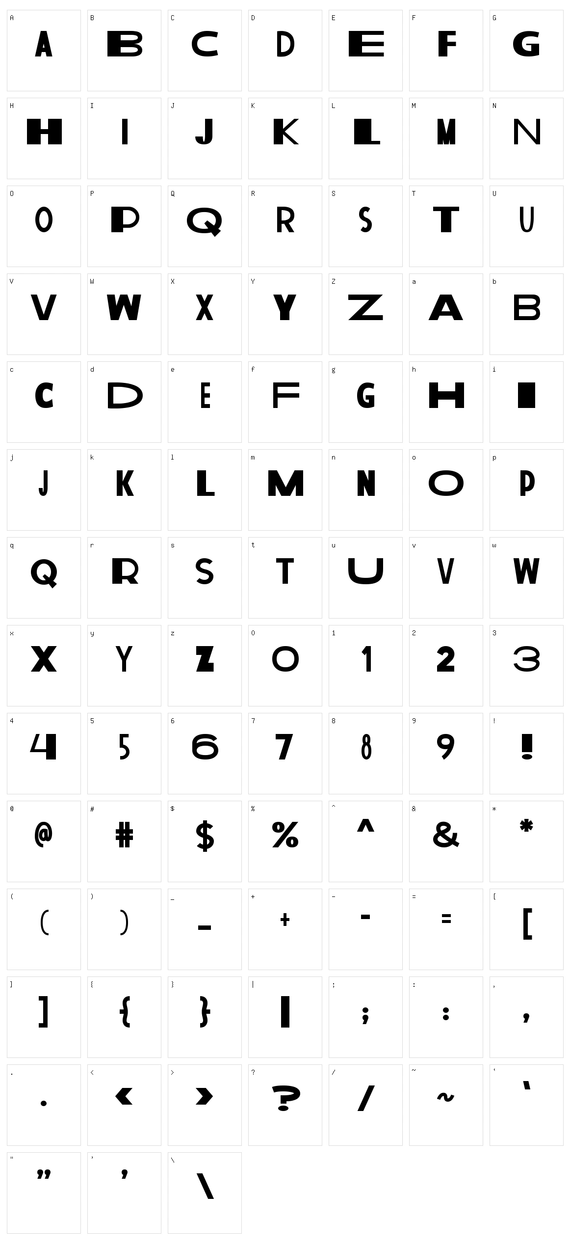 The Outskirts Character Set