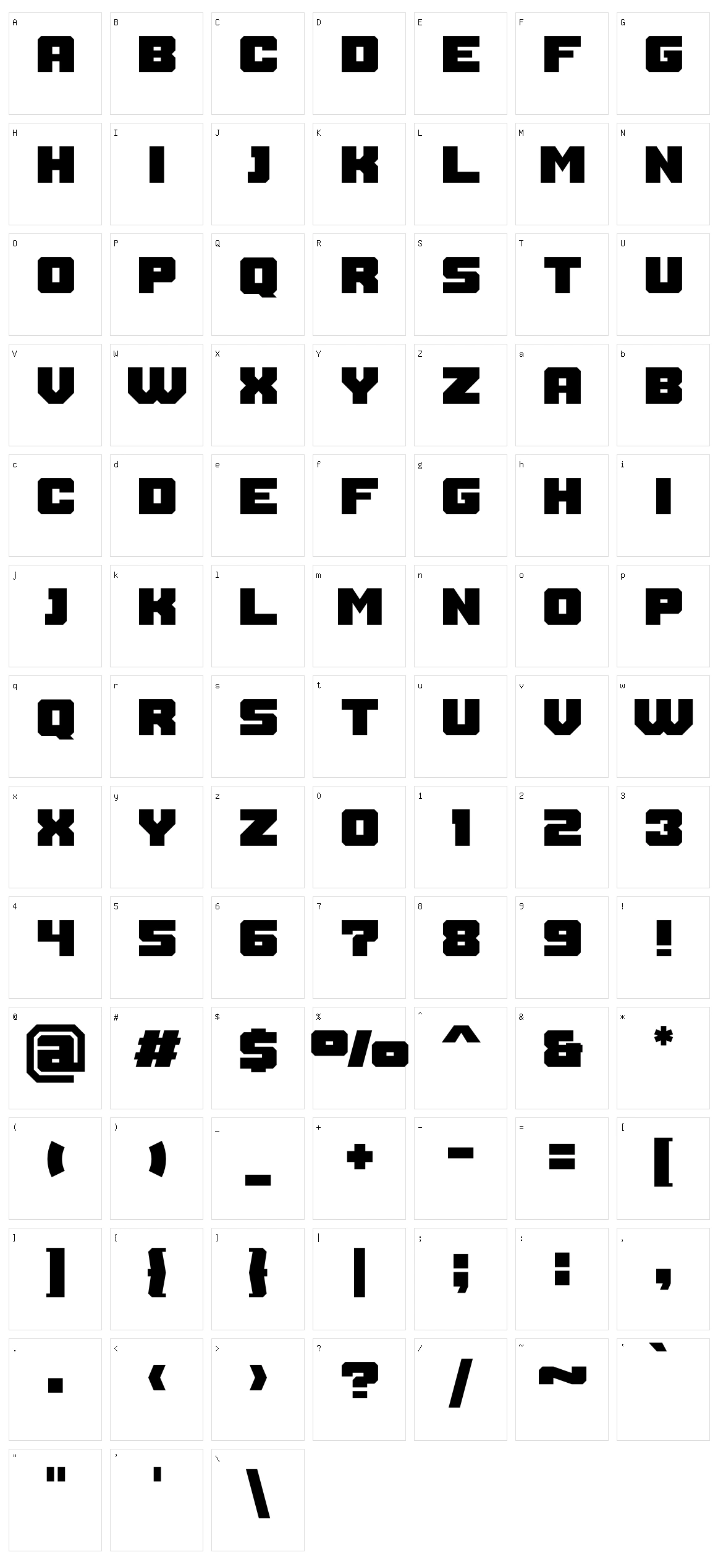 Thuner Character Set