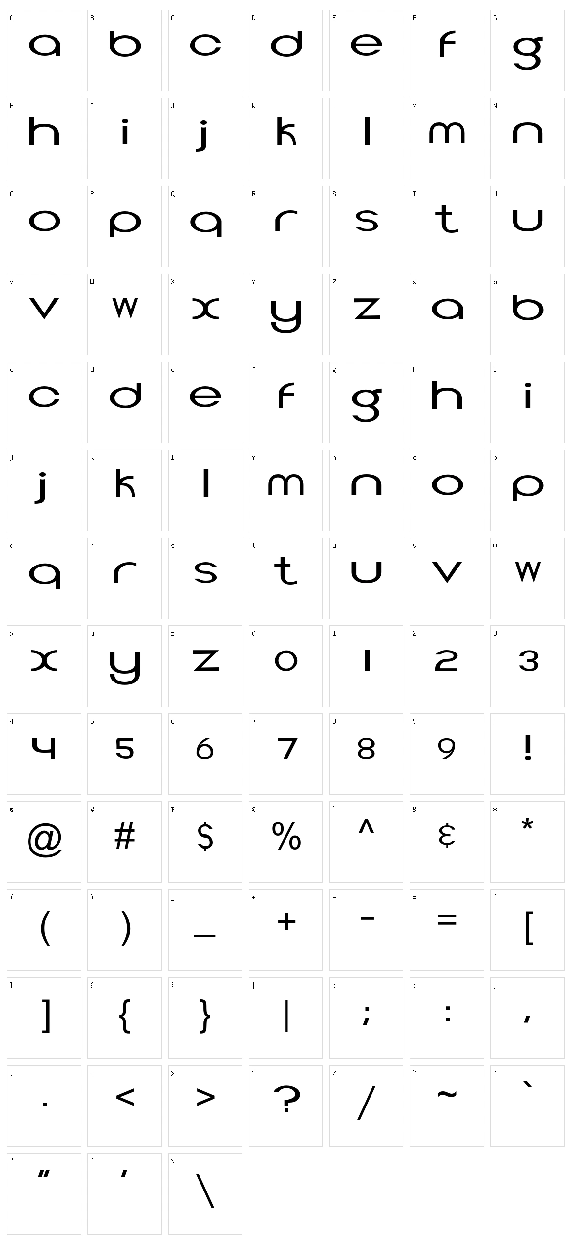 Topeka Character Set