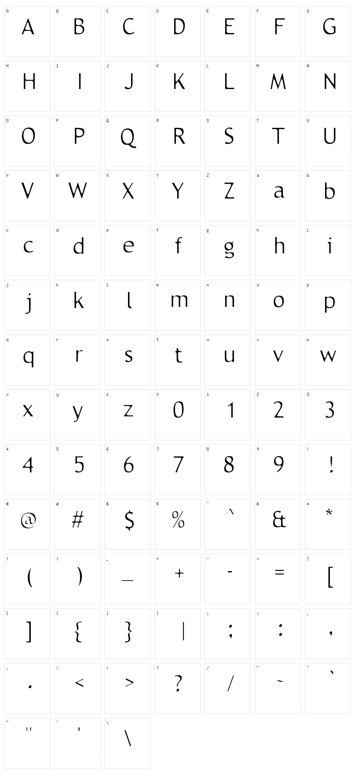 Trebble Character Set