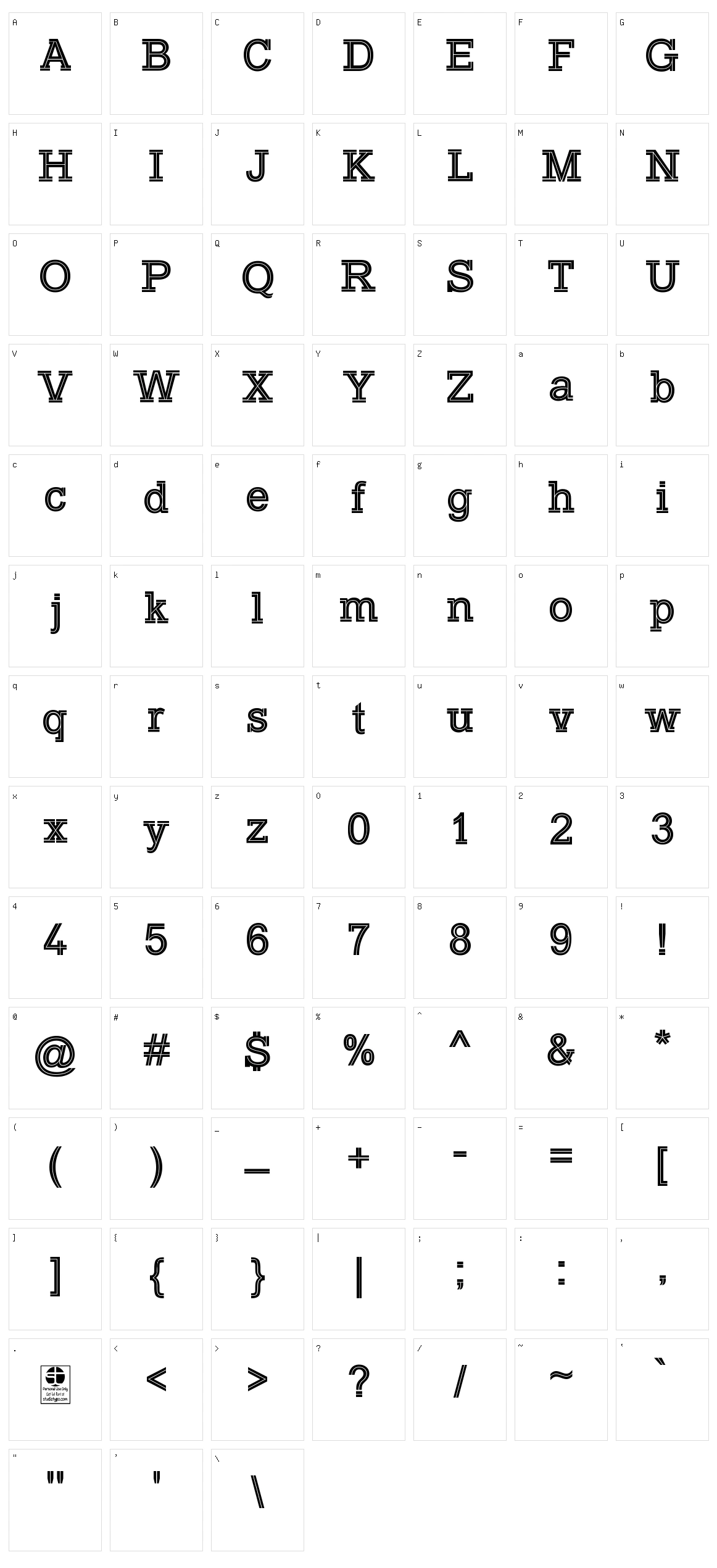 Typo Slab Inline Character Set