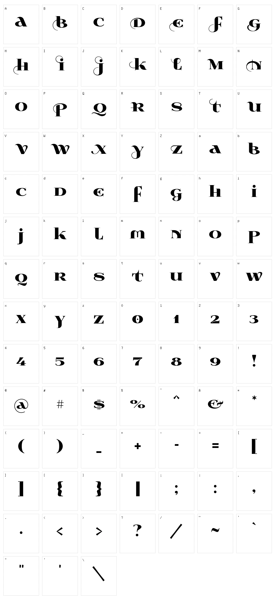 Wabroye Character Set