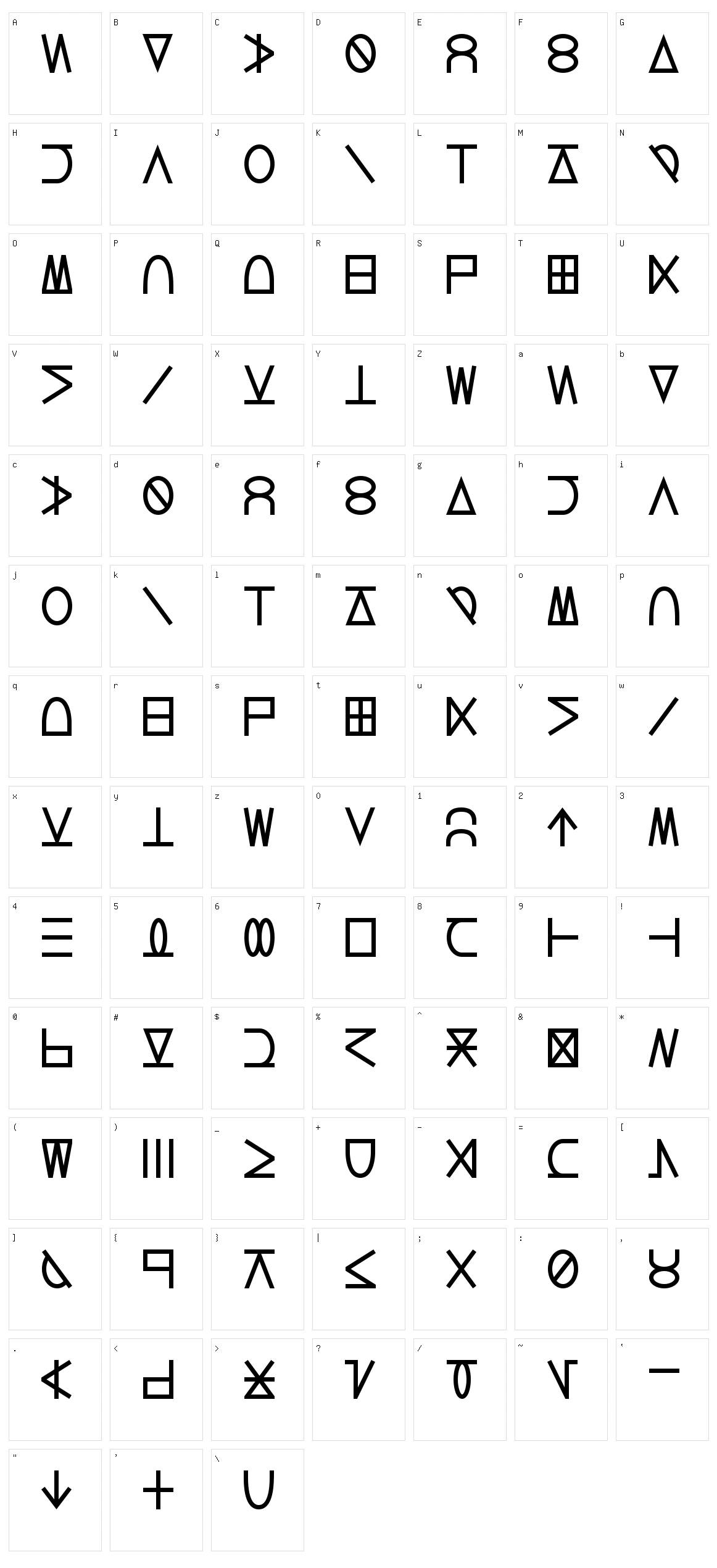 Lucius Cipher Character Set