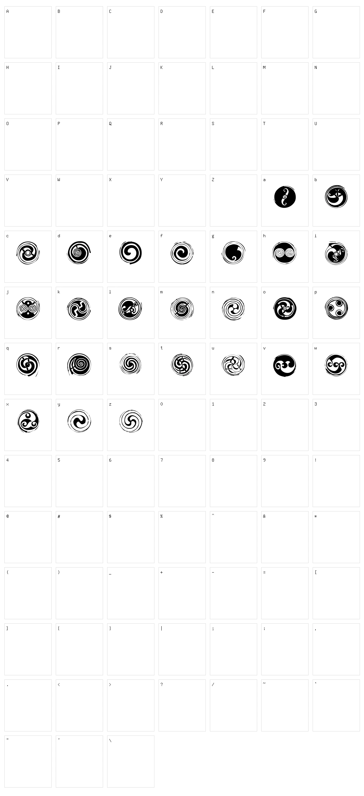 Spirals Character Set