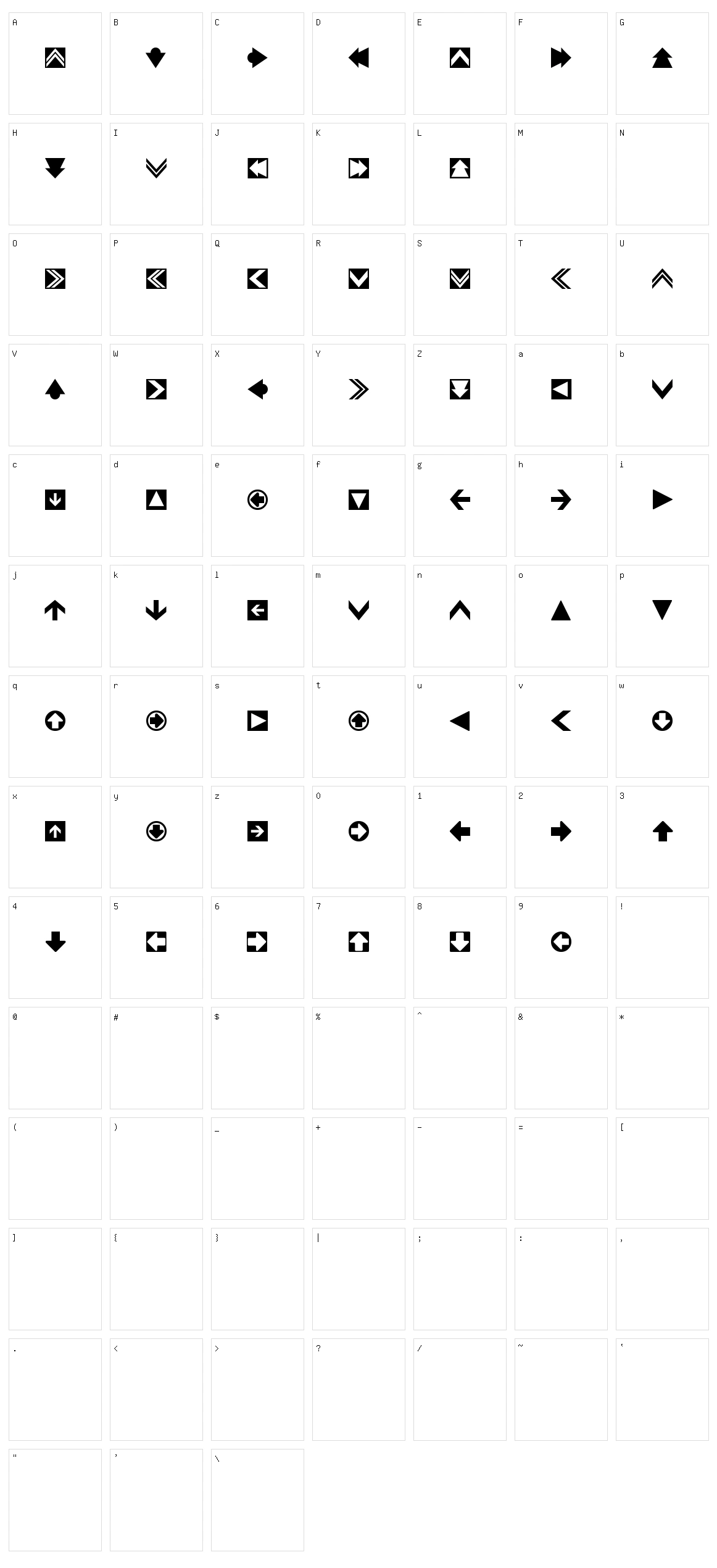 4rrows Character Set