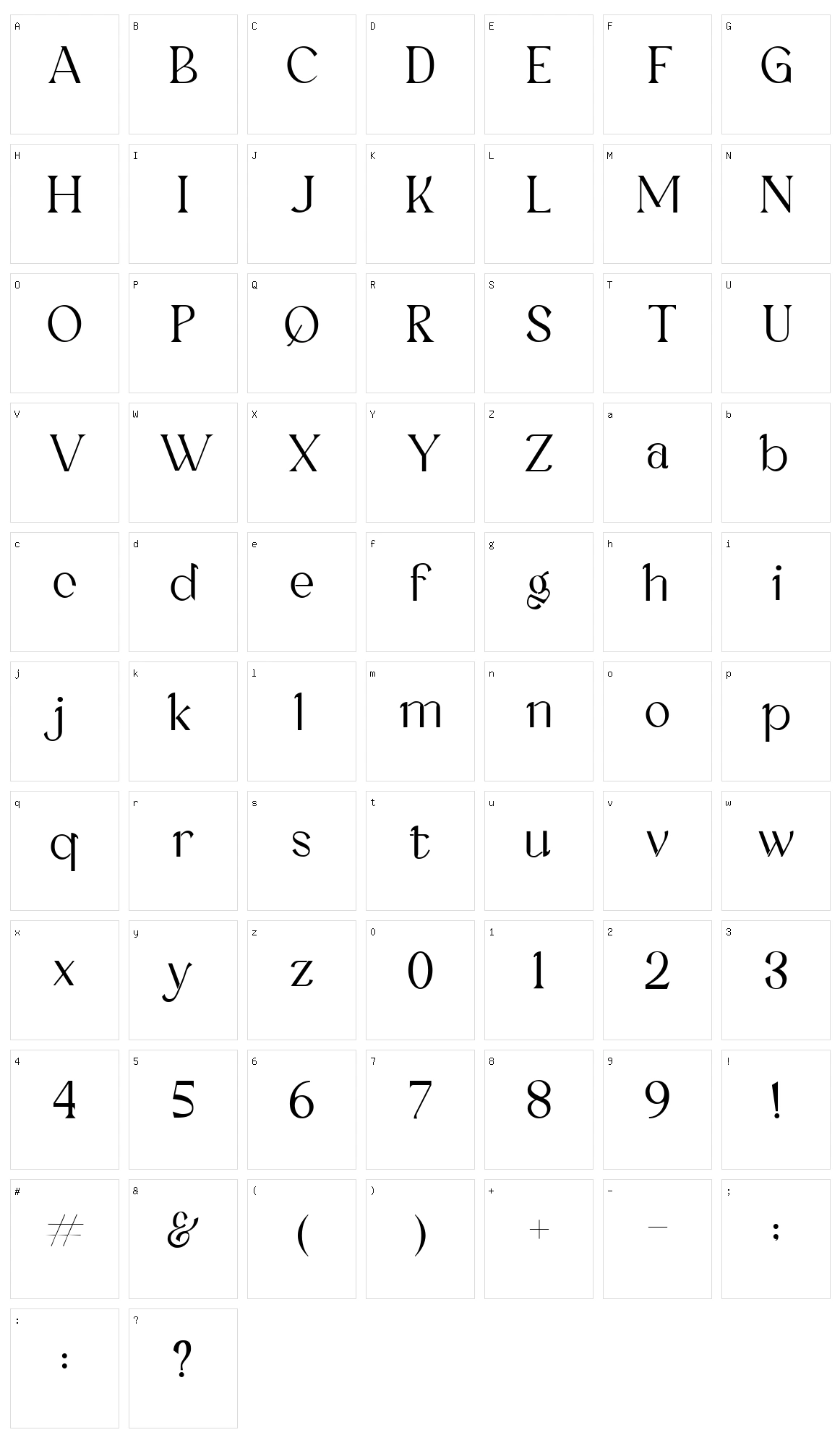 Kallisoka Character Set