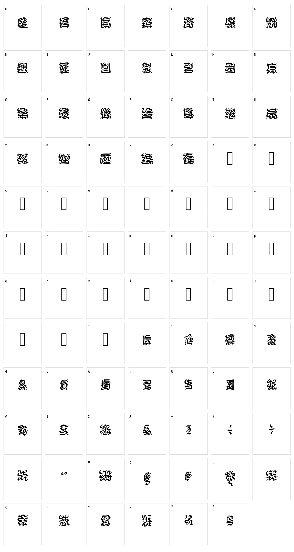 Vicnora Character Set