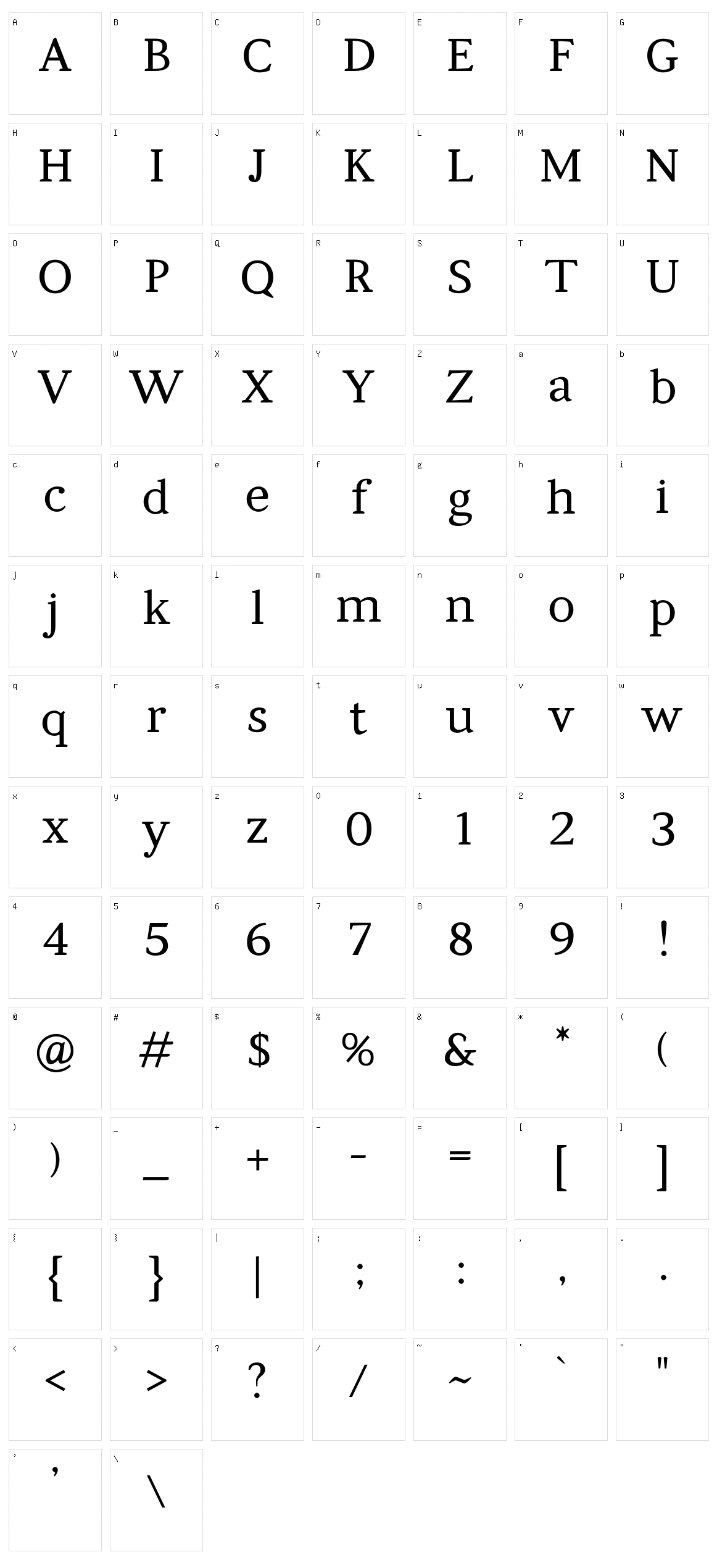 Kompani Character Set