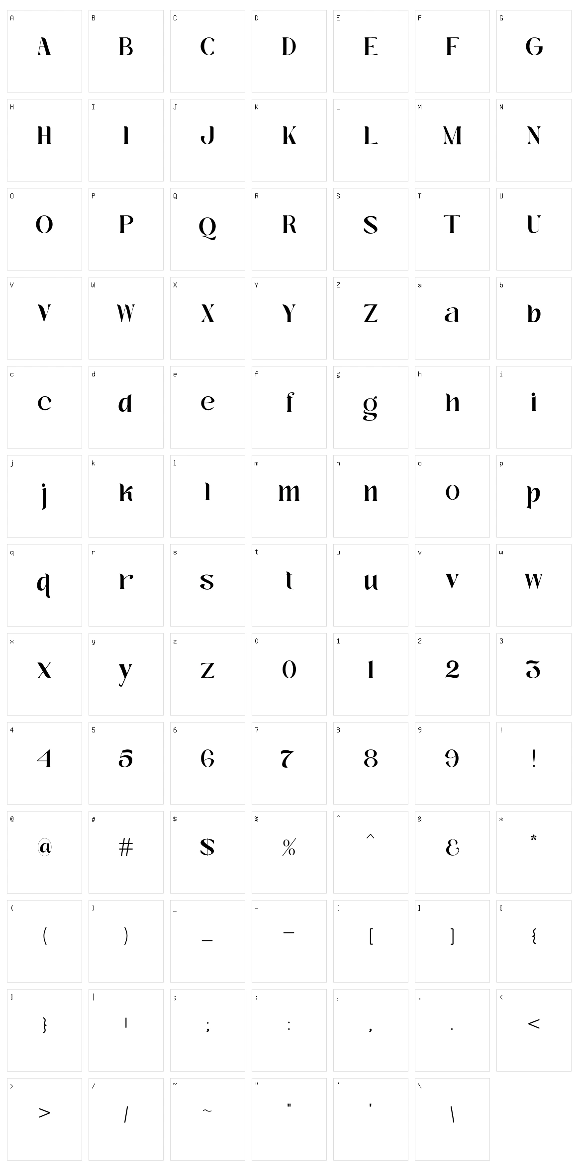 Magazine Type Face Character Set