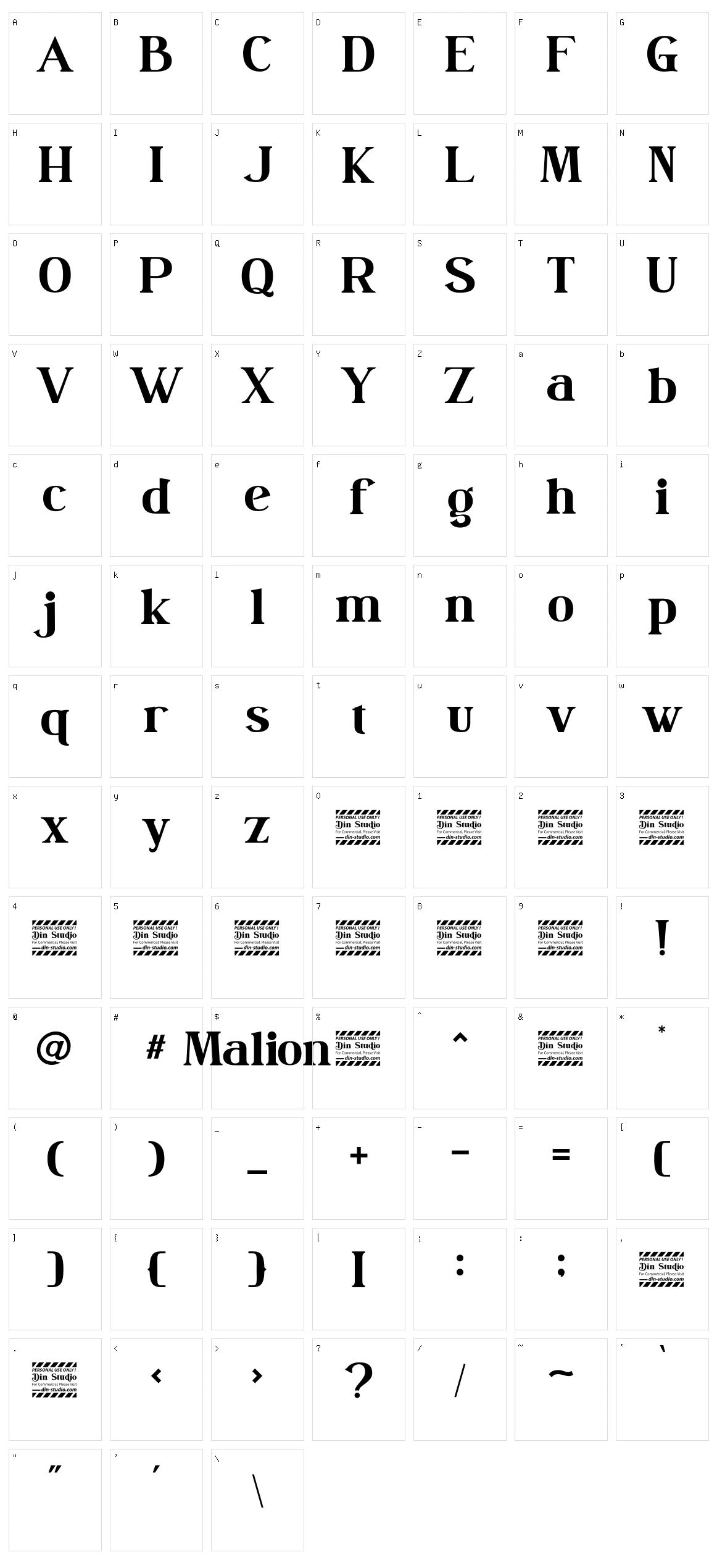 Malion Character Set
