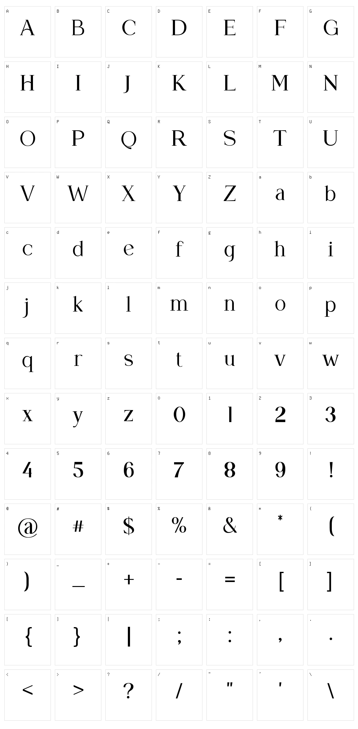 Mangolaine Character Set