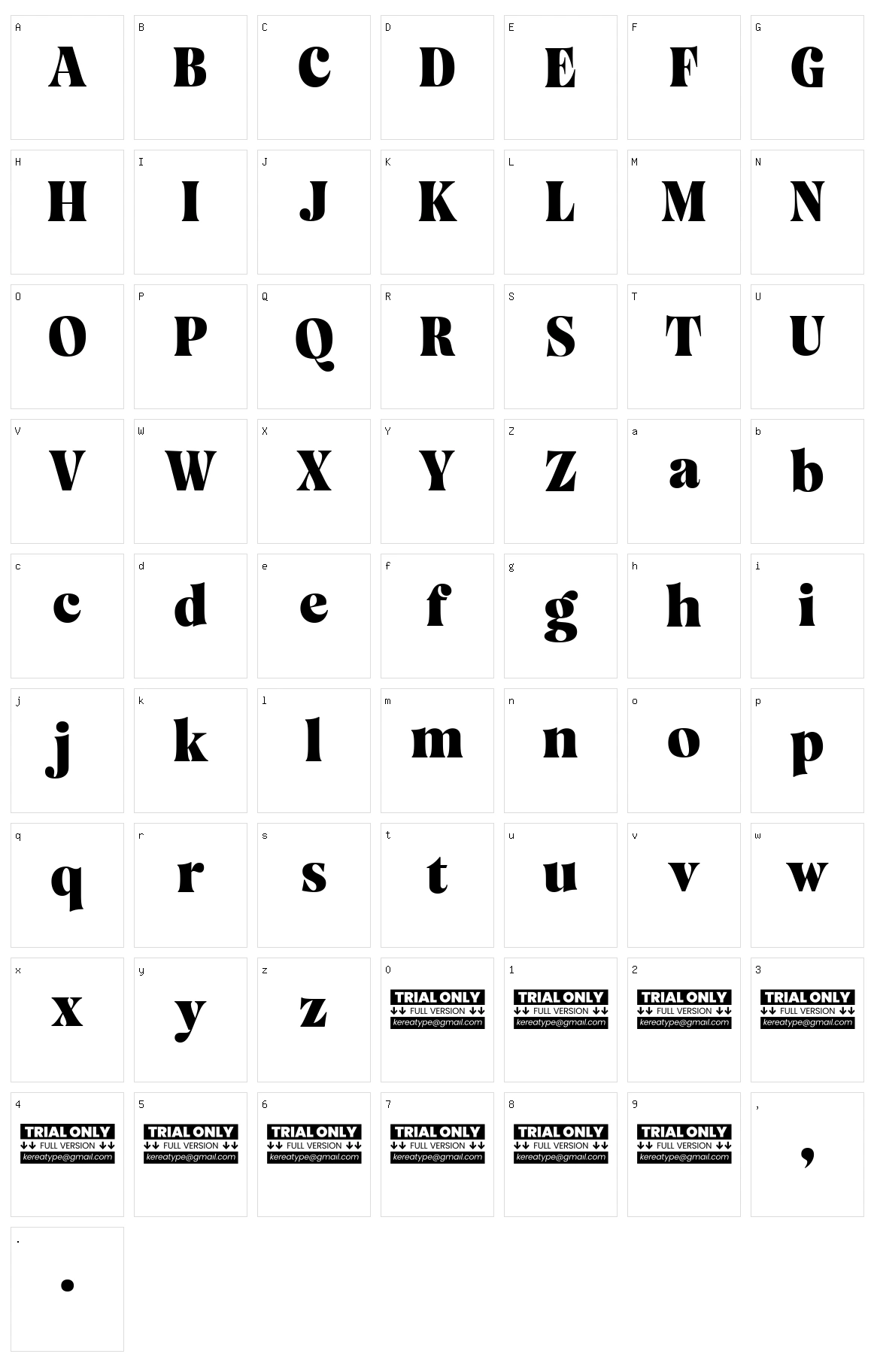 Mazaeni Character Set