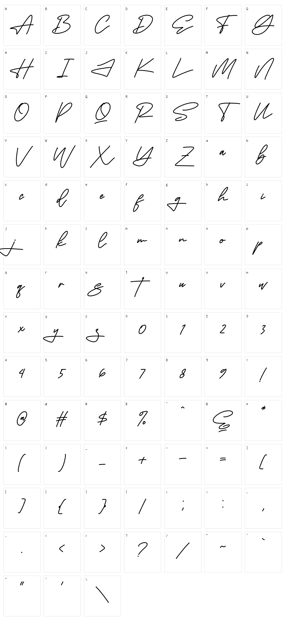 Megasta Signateria Serif Character Set