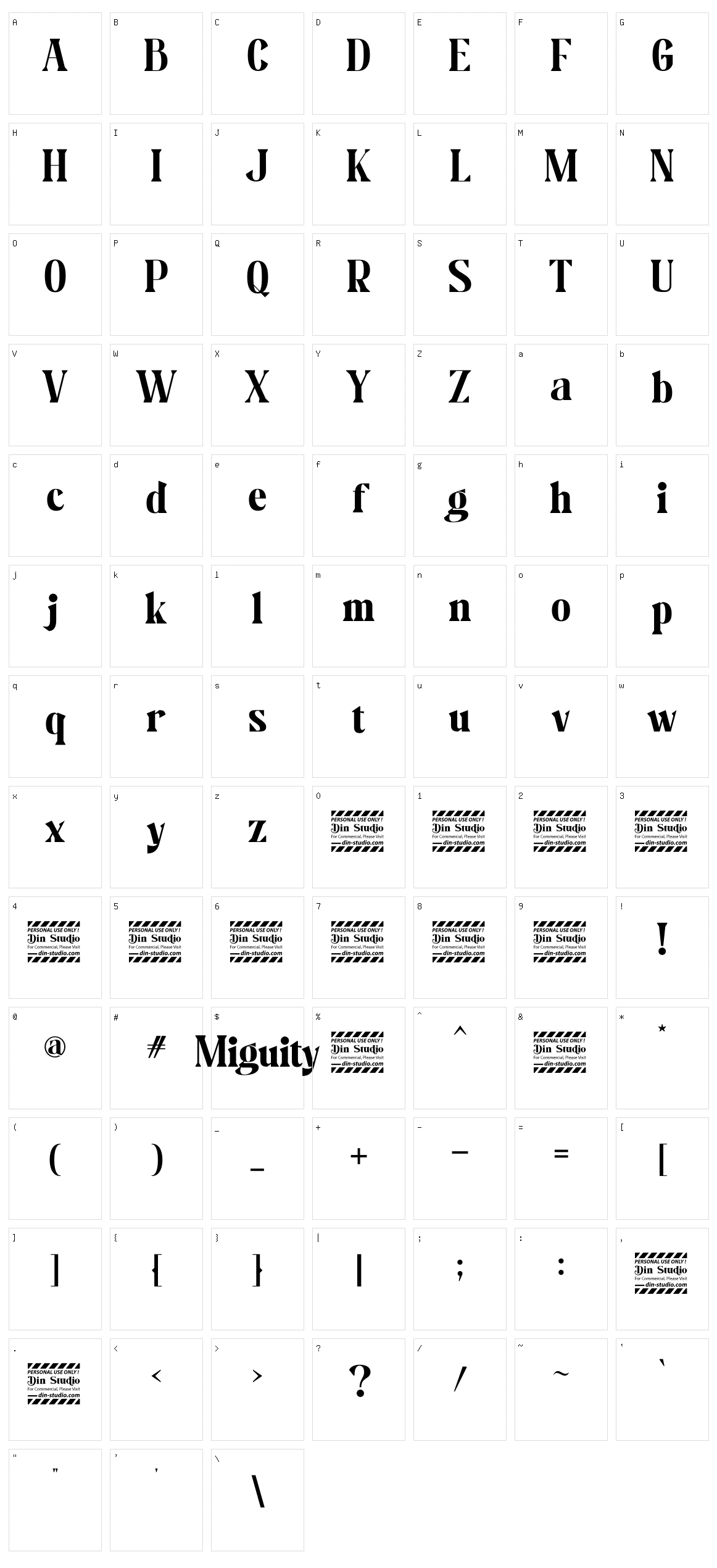 Miguity Character Set