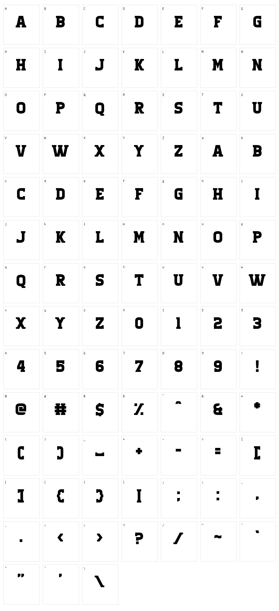 Milletun Character Set