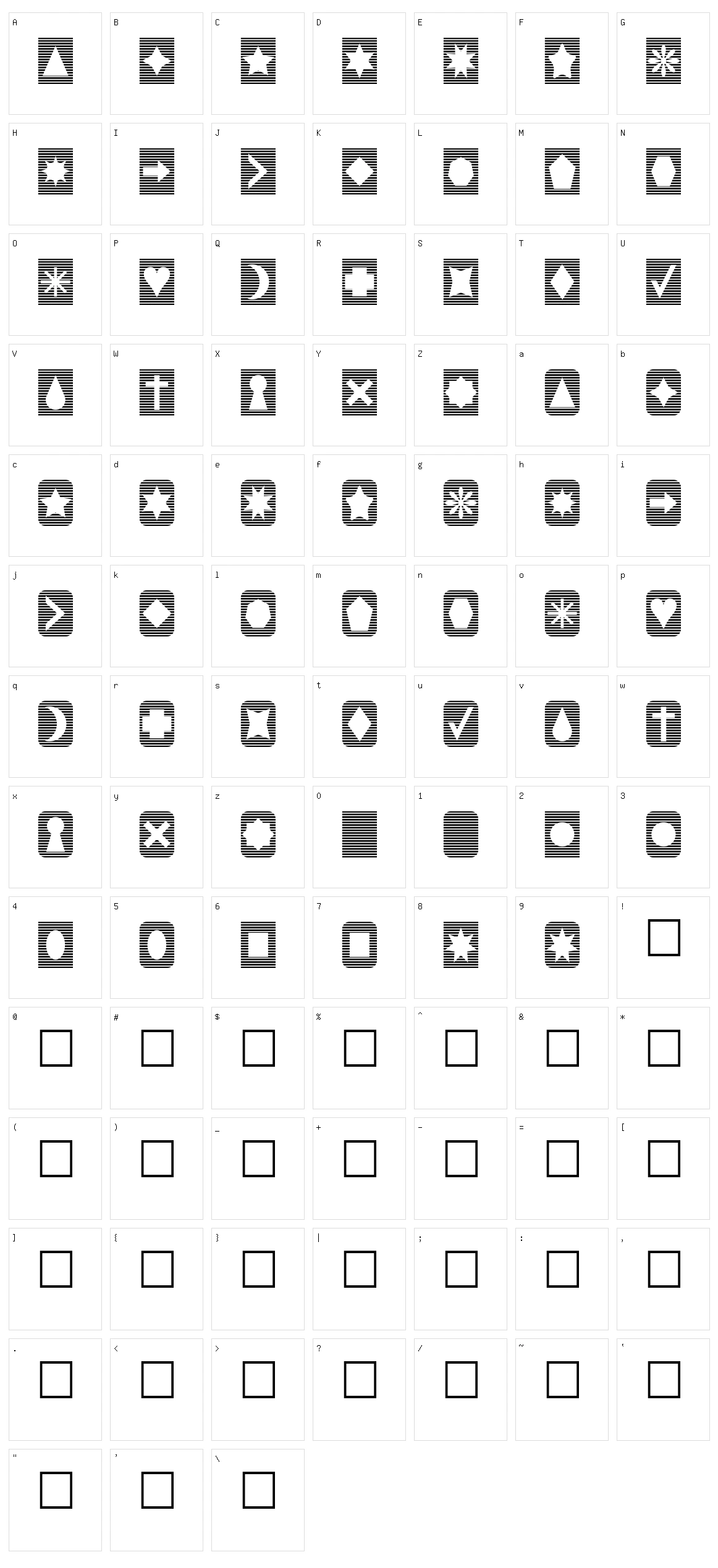 Slats n Things Character Set