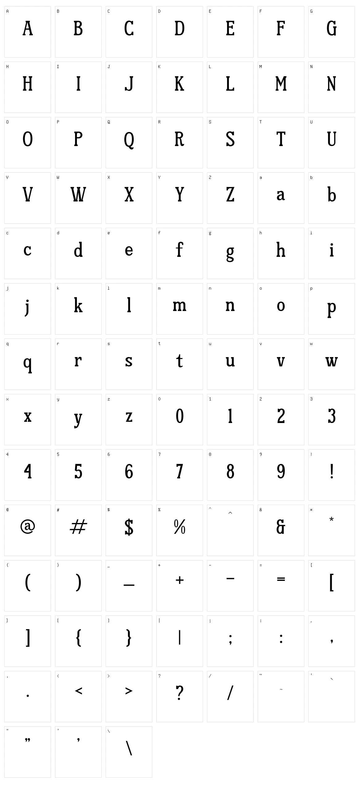 Nirtiery Quentin Character Set