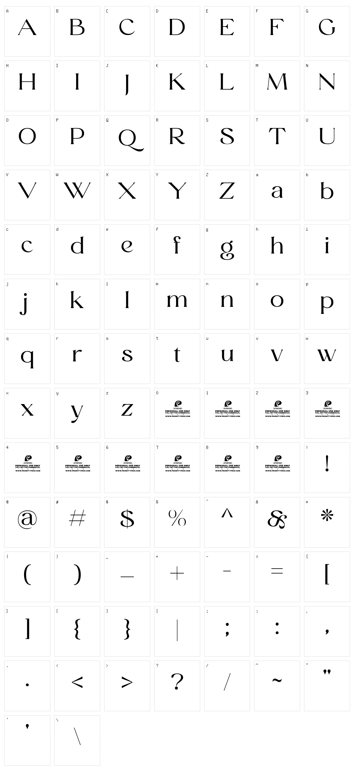 Paris Avenue Character Set