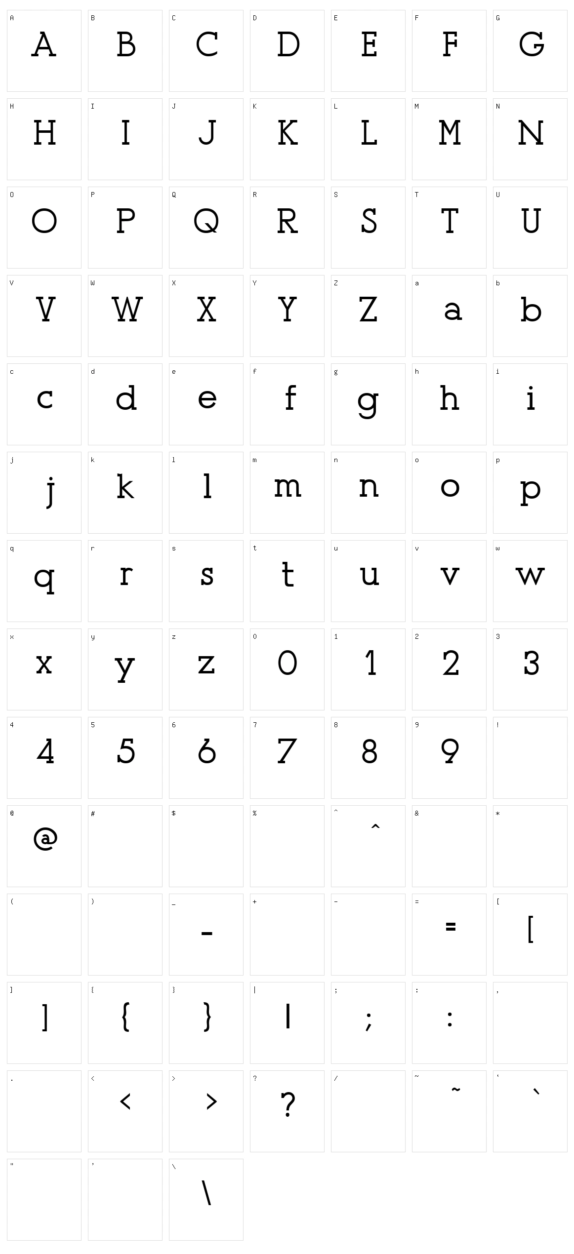 Presse Character Set