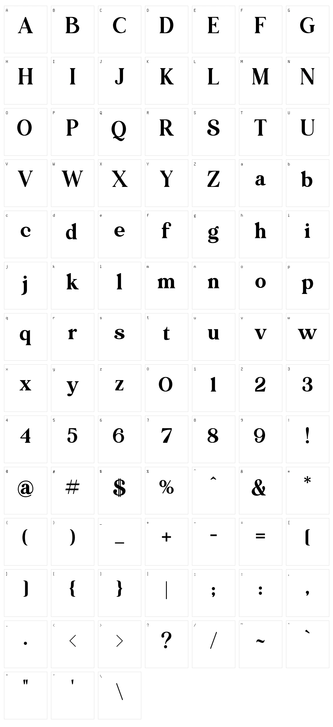 Rachel Brown Character Set