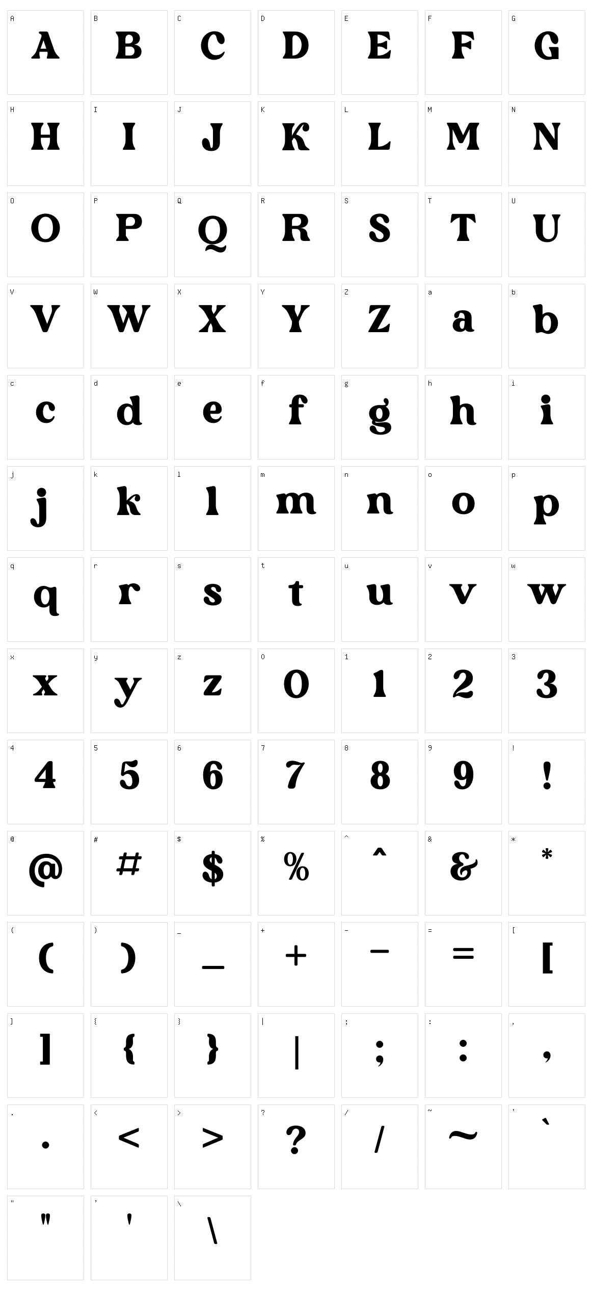 Rebori Character Set