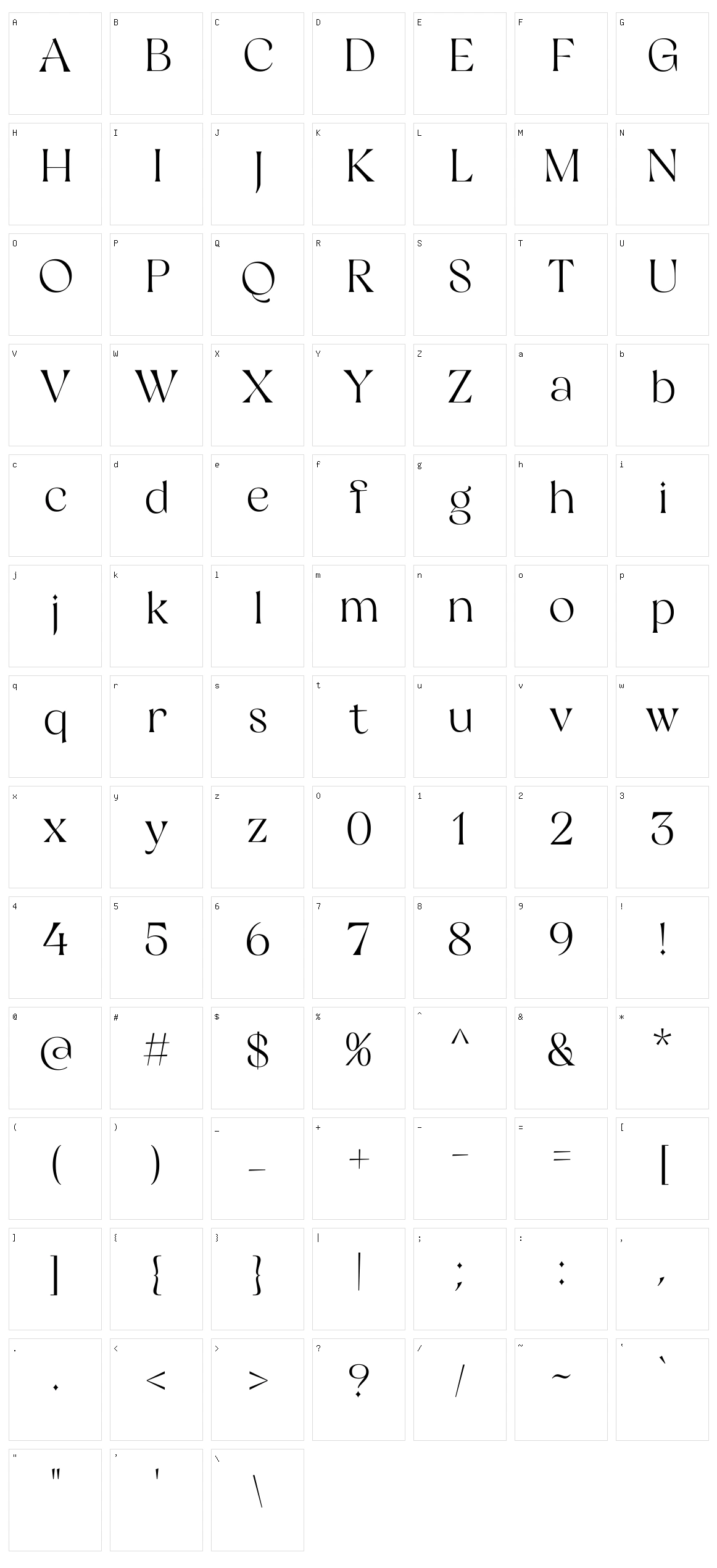 Restaglick Character Set