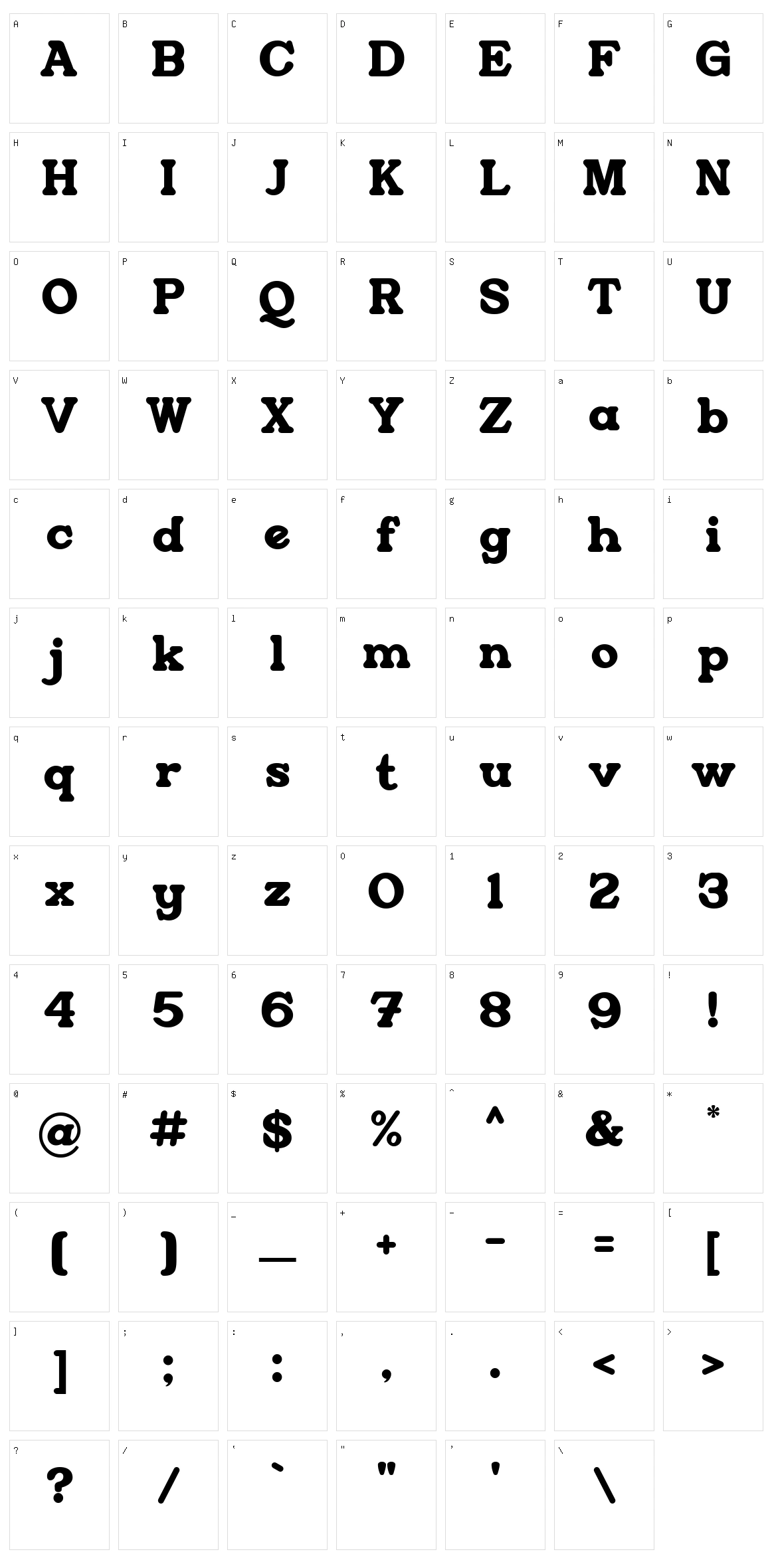 Restrick Character Set