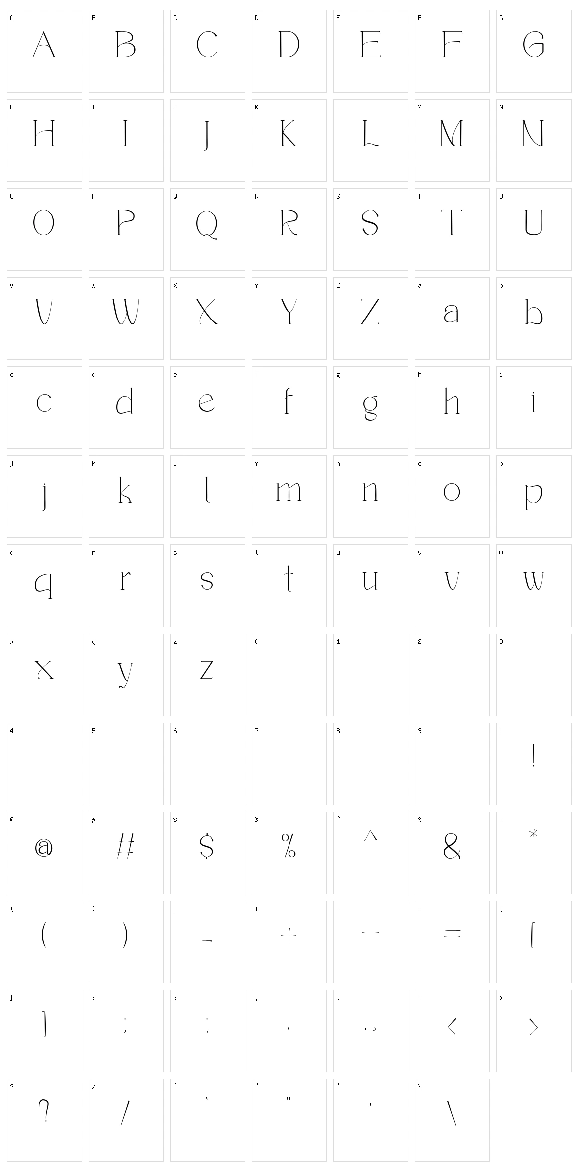 Romentic Character Set